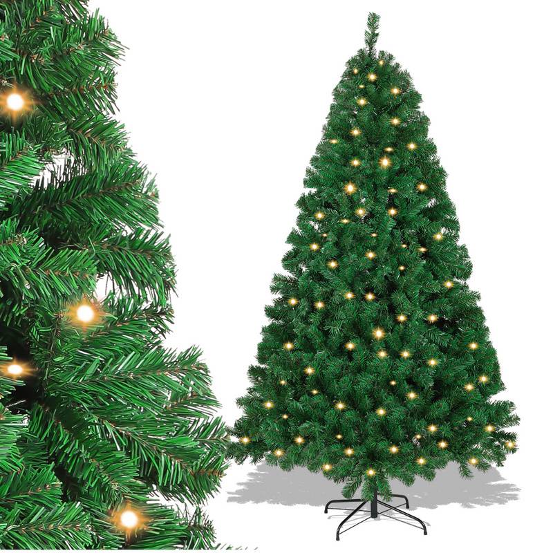 LED 150CM Künstlicher Weihnachtsbaum Tannenbaum Grün PVC Nadeln Dekobaum für Weihnachten-Dekoration mit Lichterkette, mit 550 Spitzen