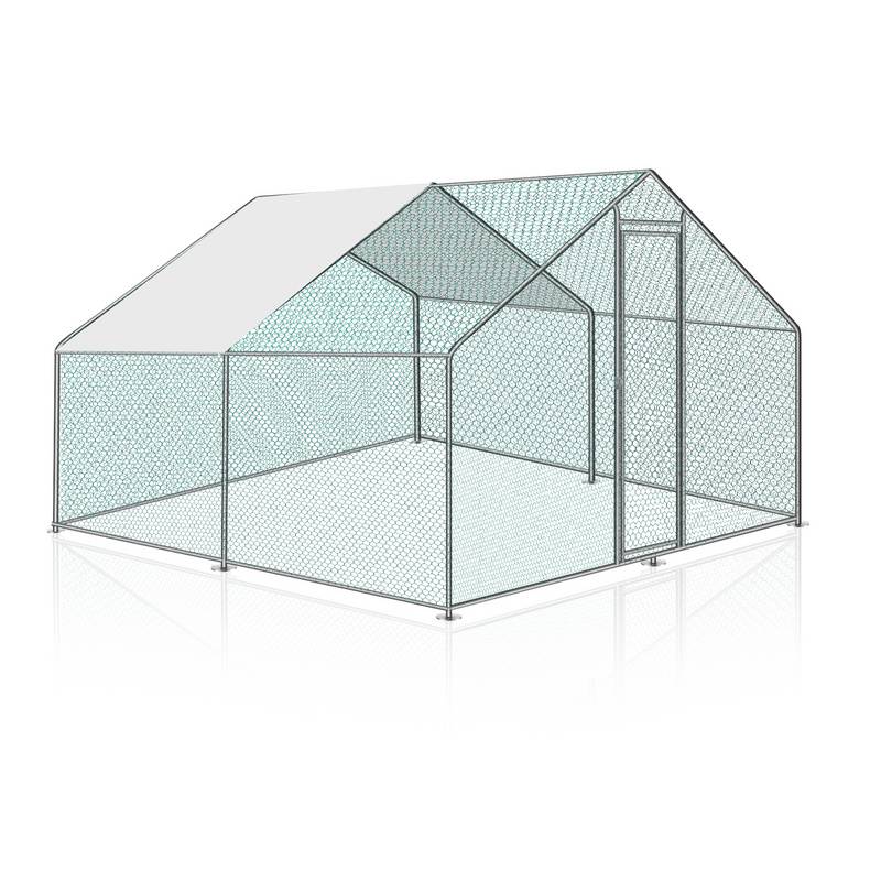 Hühnerstall Outdoor großer Hühnerhaus Dach Freilaufgehege Geflügelstall mit PE Verzinkter Stahlrahmen und abschließbare Tür 3 x 3 x 2 m