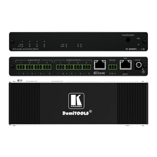 KRAMER FC-404NETXL - 4x4 DANTE Interface mit Mischfunktion (4x Analog In/Out | Ethernet)