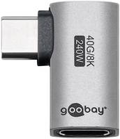 Goobay USB-C-Adapter mit seitlichem USB-C-Stecker, mit der Beschriftung 240W und 40G/8K, auf weißem Hintergrund abgebildet.