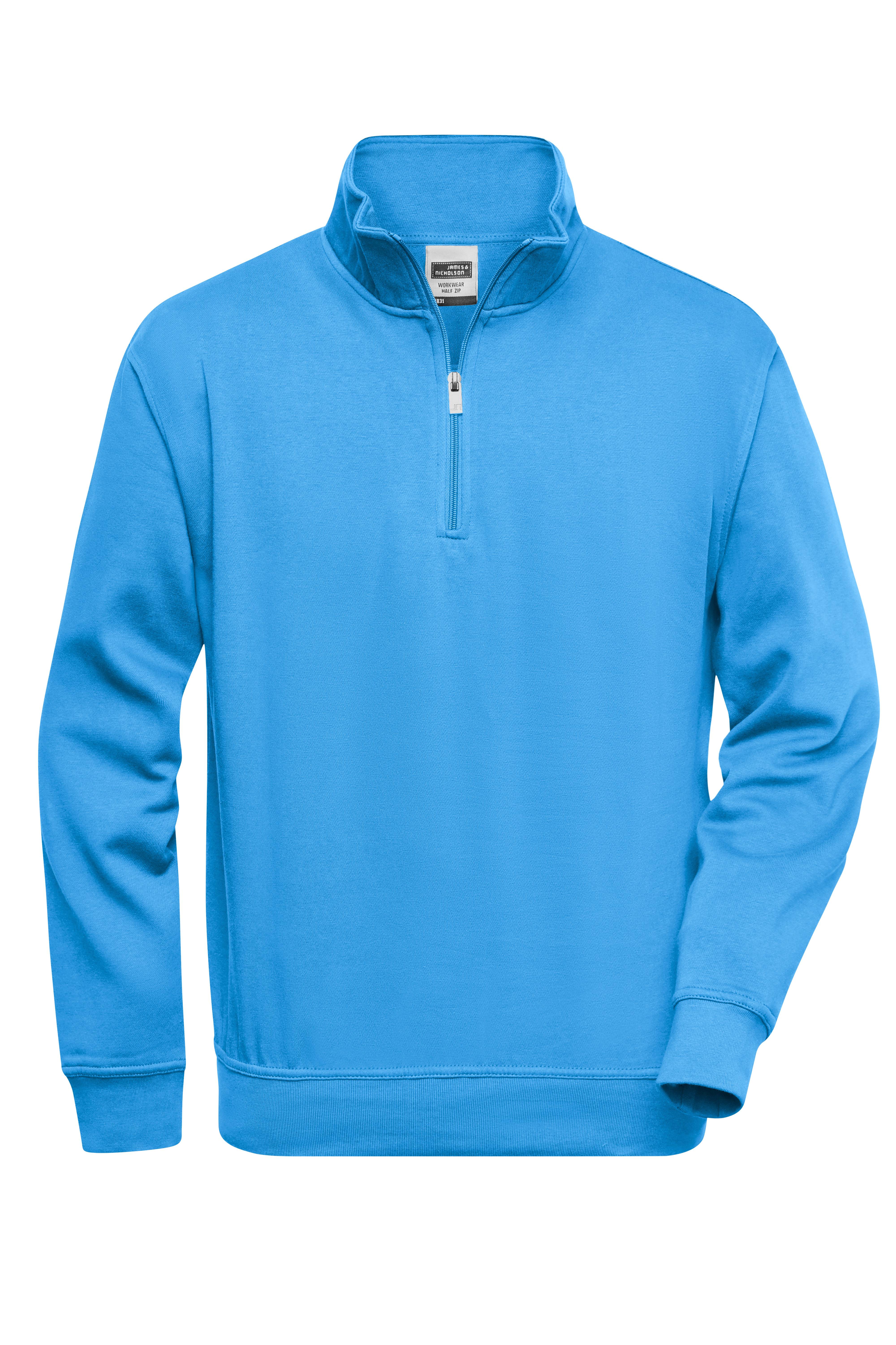 James & Nicholson® Workwear Half Zip Sweat JN831 Größe: M Aquablau