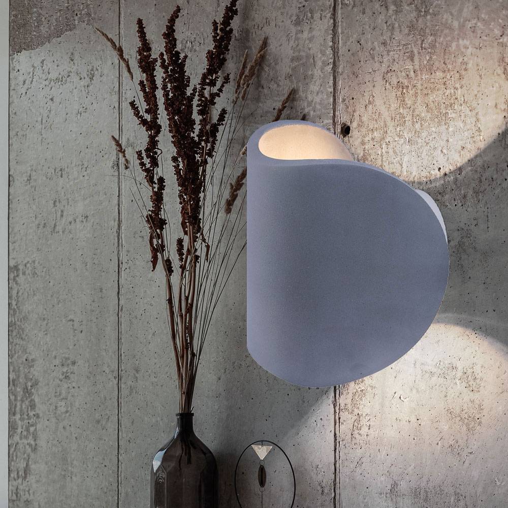 Wandleuchte Up and Down Wandstrahler Wohnzimmer Wandlampe Treppenhaus Leuchte aus Beton, grau, 1x LED 6W 150lm, BxH 12,6x15,7 cm, 2er Set