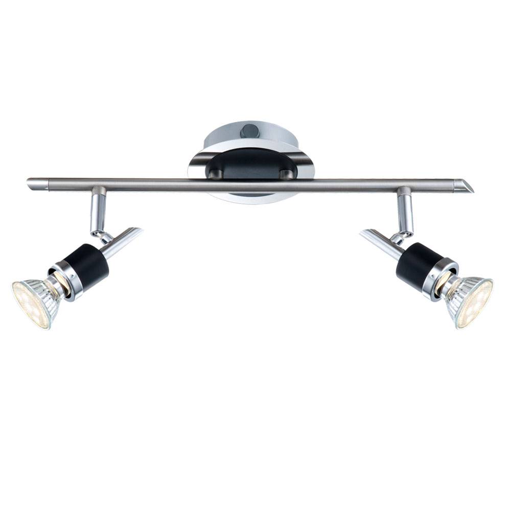 Deckenlampe schwarz Schlafzimmerlampe modern Deckenstrahler 2-flammig GU10 LED, Metall, LED 48W 2300lm 3000K, LxBxH 38x11x16 cm
