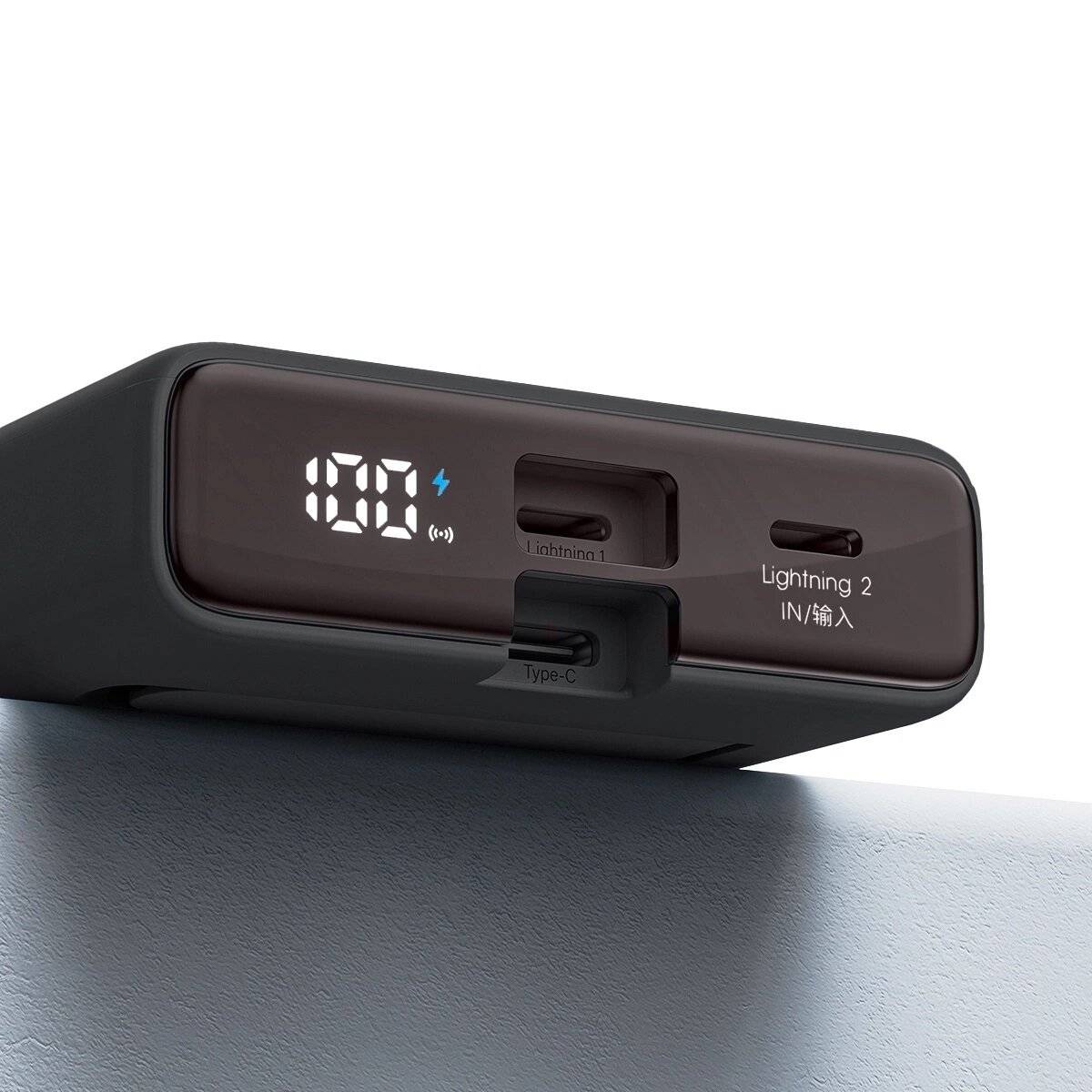 Powerbank JR-PBM01 magnetisch 10000 mAh 20 W mit Ständer + Kabel Kompatibel mit iPhone und USB-C Anschluss Schwarz
