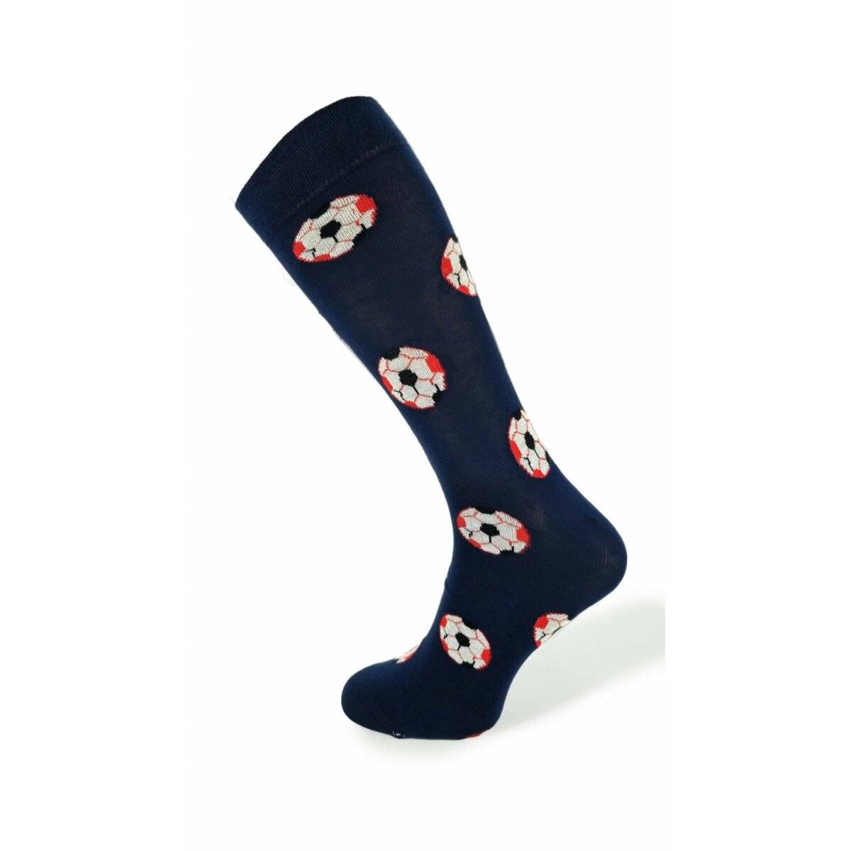 Socken für Herren Baumwollmischung in Navyblau mit Fußballmuster Herrensocken 39/42