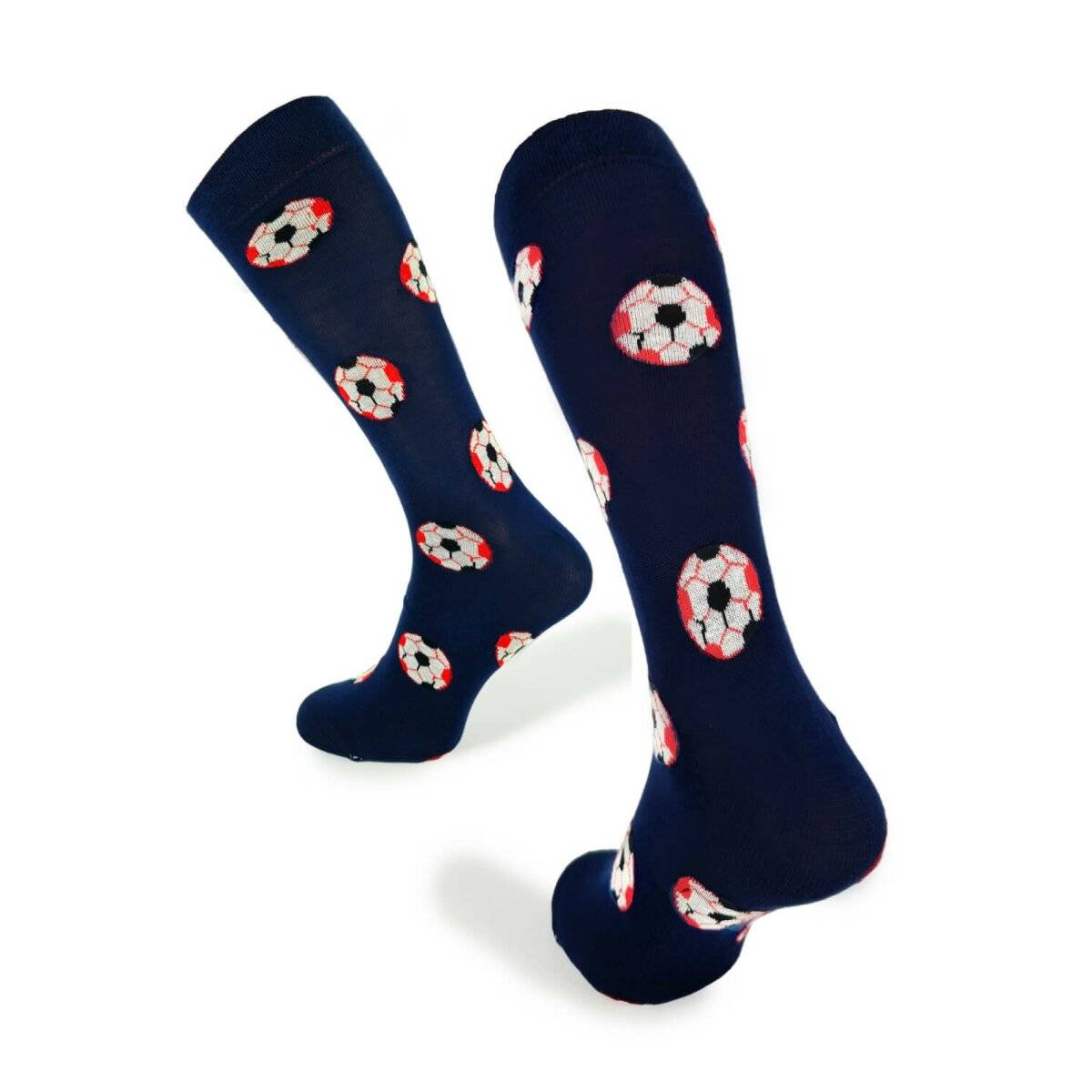Socken für Herren Baumwollmischung in Navyblau mit Fußballmuster Herrensocken 39/42