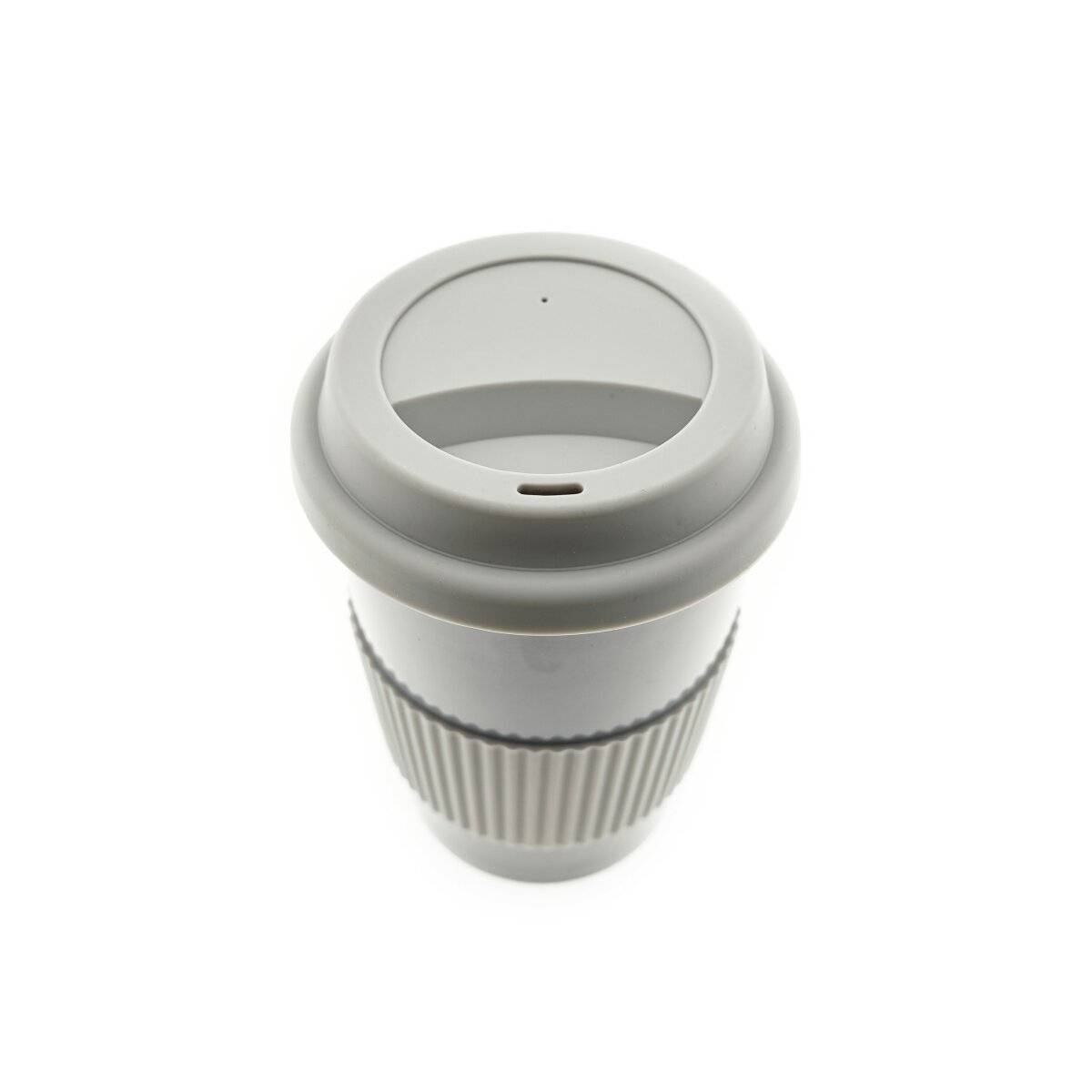 2er Set Kaffeebecher To Go, Porzellan Coffee to go Becher mit Deckel 250ml Grau