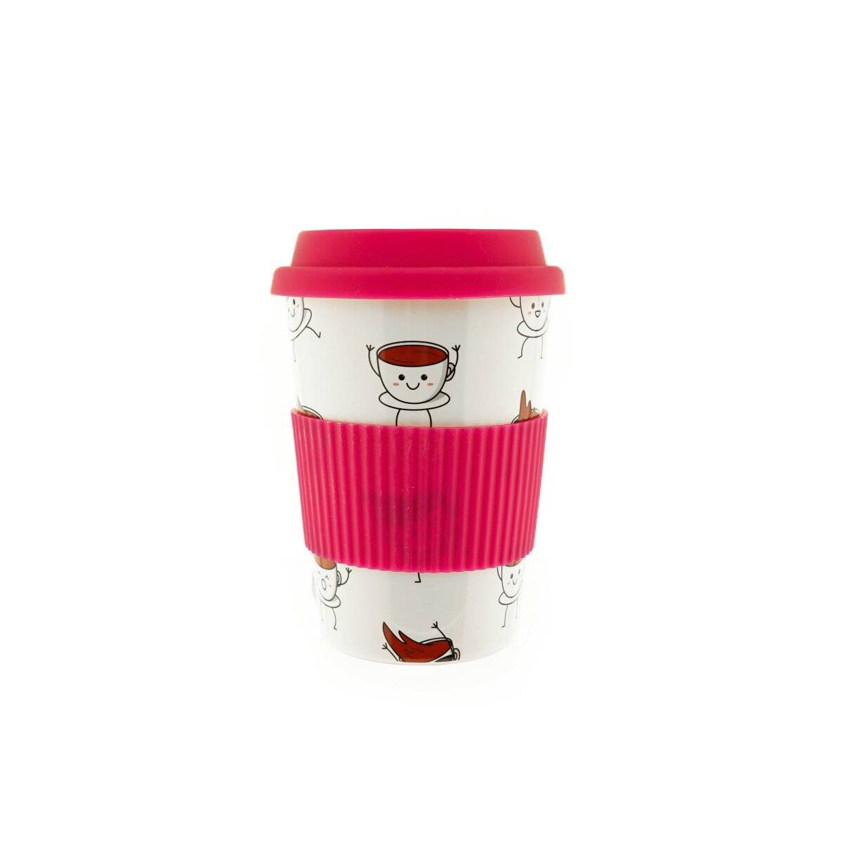 10er Set Kaffeebecher To Go, Porzellan Coffee to go Becher mit Deckel 250ml Pink