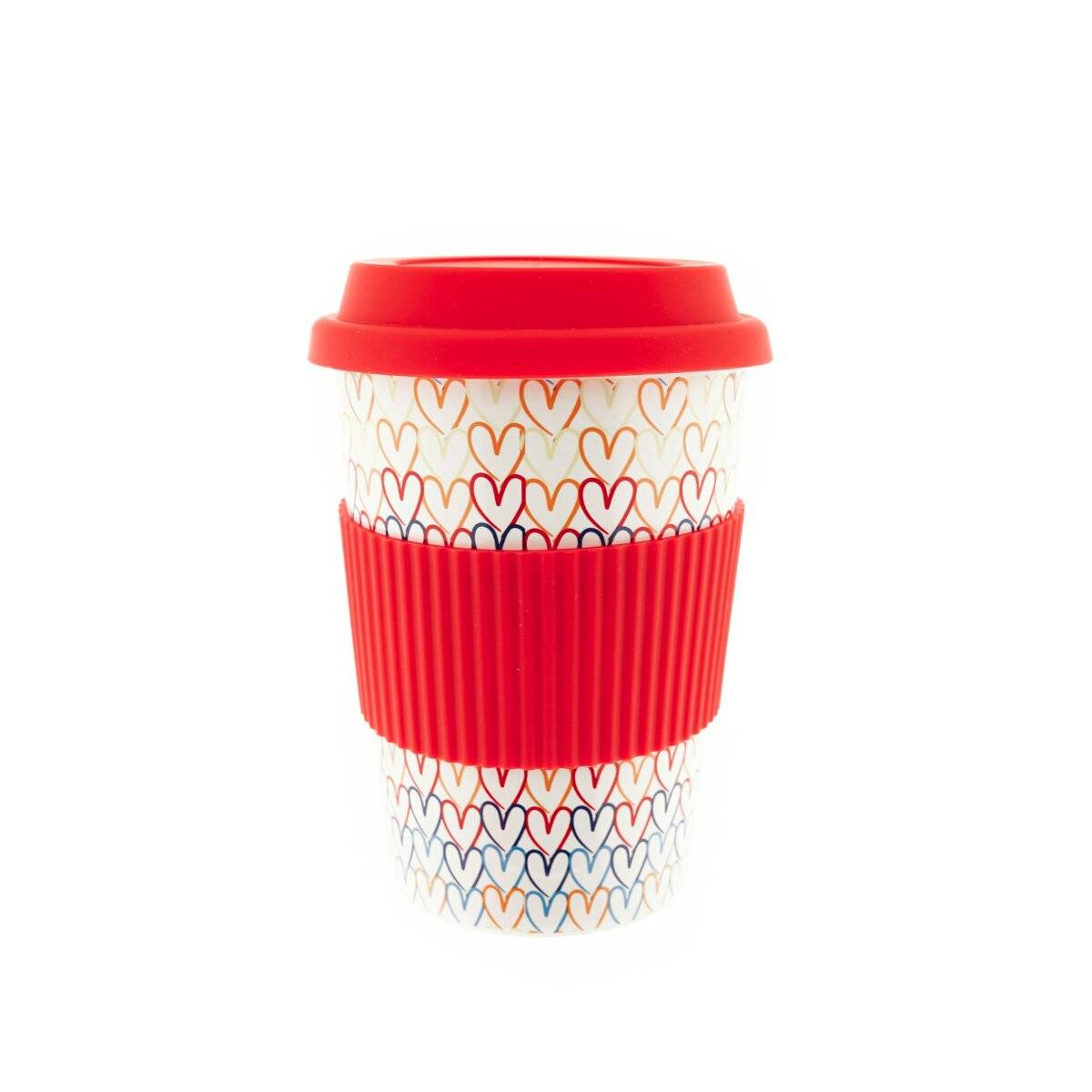 10x Kaffeebecher To Go, Porzellan Coffee to go Becher mit Deckel 350ml ZH3 Rot