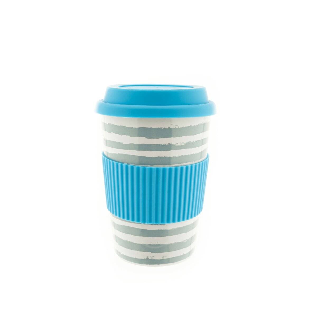 10x Kaffeebecher To Go, Porzellan Coffee to go Becher mit Deckel 350ml ZH4 Blau