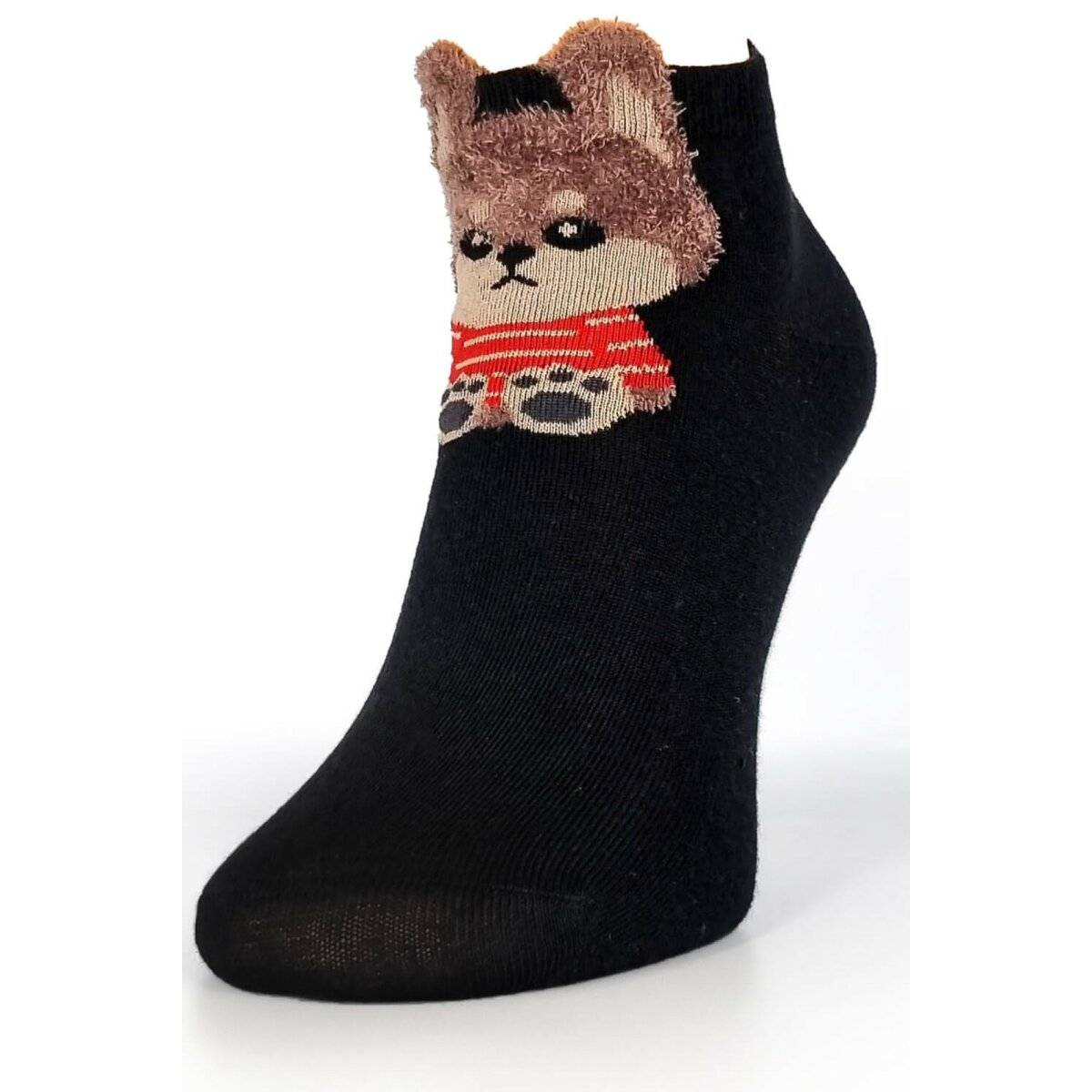 Damensocken aus Baumwollmischung mit Bärenmuster Kurze Socken für Damen in Schwarz 35/38