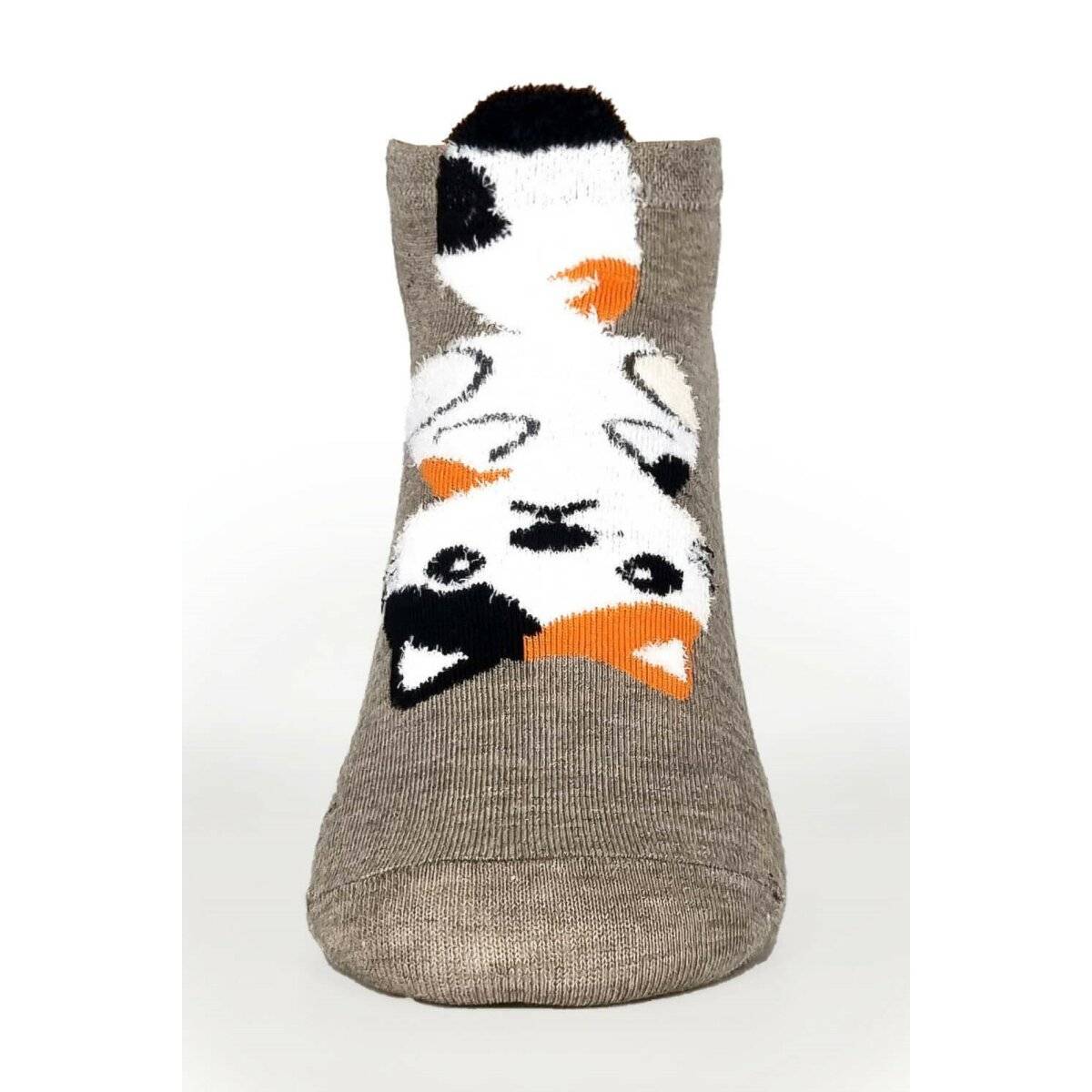 Kurze Socken mit Katzenmuster für Damen Freizeitsocken Schöne Tiersocken Beige 39/42