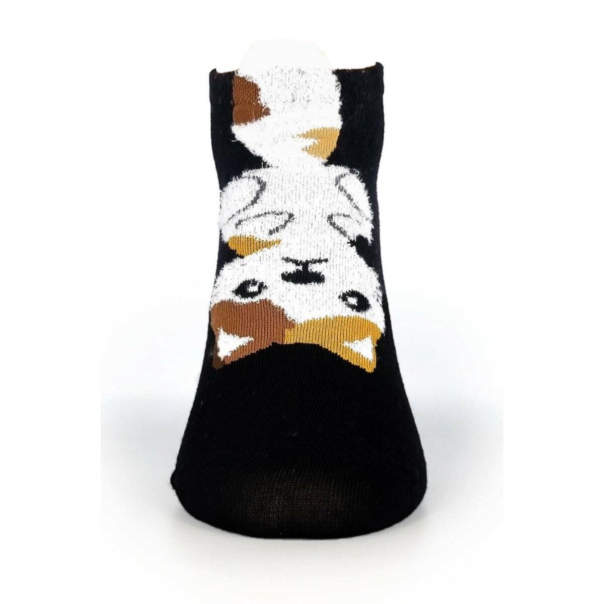 Kurze Socken mit Katzenmuster für Damen Freizeitsocken Schöne Tiersocken Schwarz 39/42