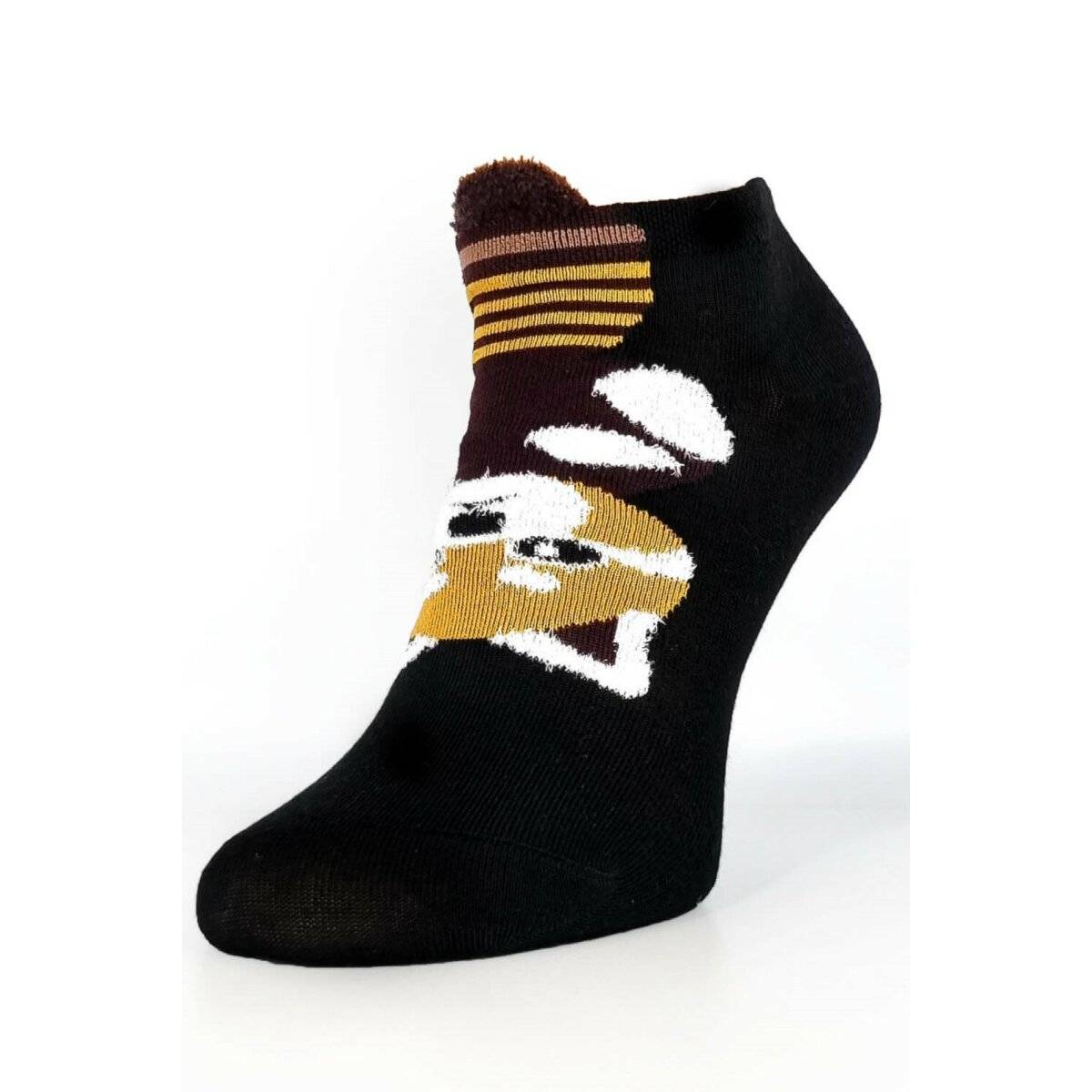 Kurze Socken für Damen aus Baumwollmischung mit Pandamuster in Schwarz 35/38
