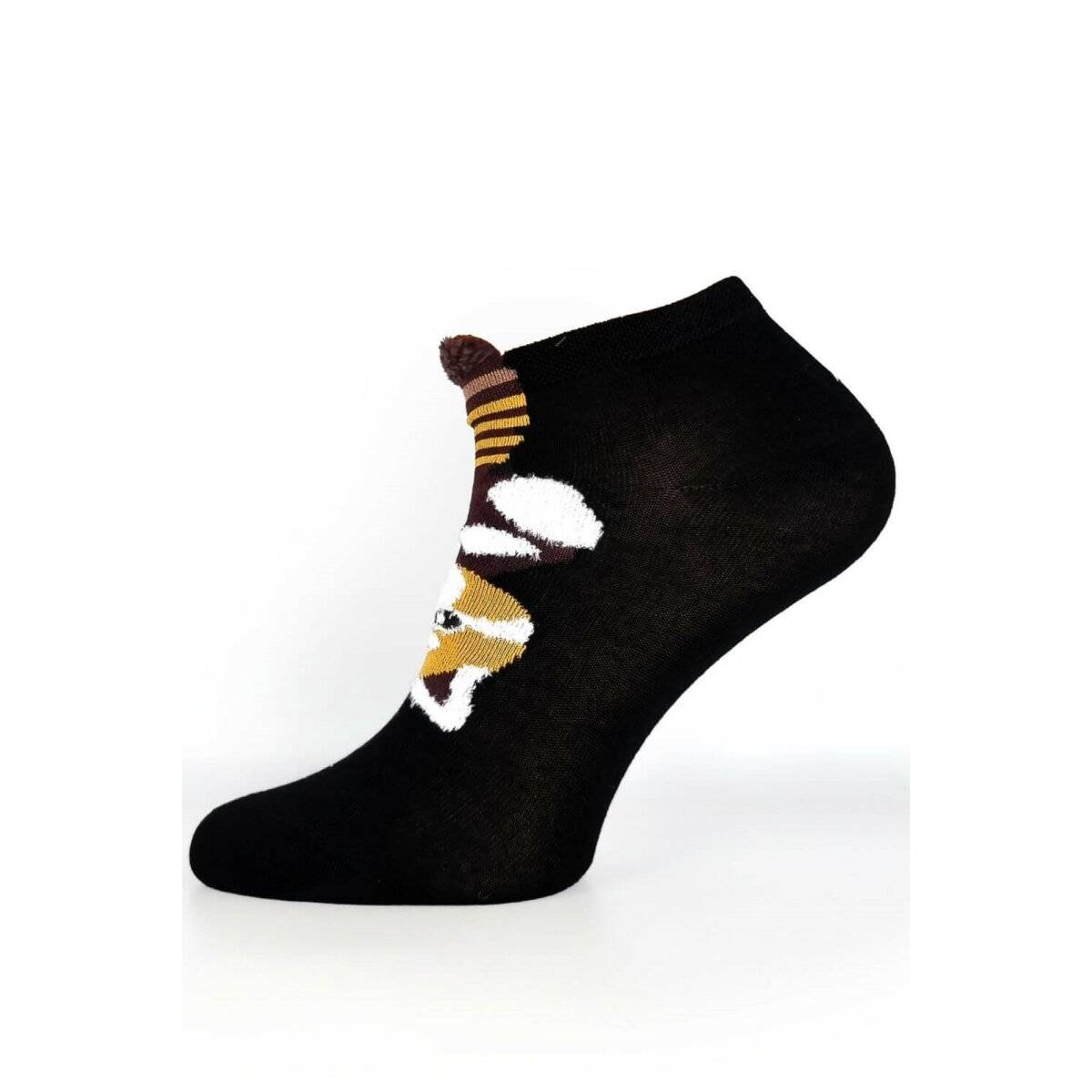 Kurze Socken für Damen aus Baumwollmischung mit Pandamuster in Schwarz 35/38
