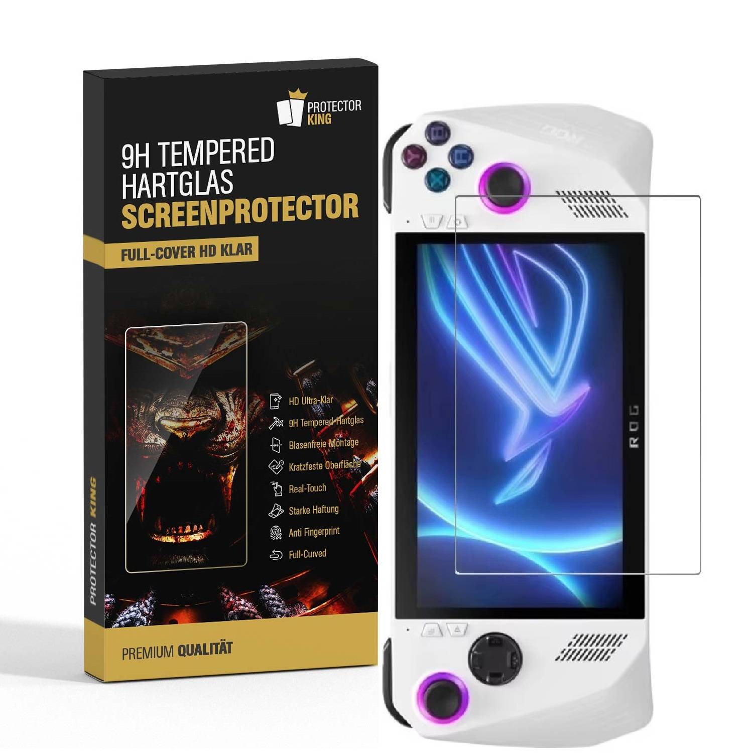 3x 9H Panzerglas für Asus Rog Ally HD KLAR echtes Tempered Glass Panzerfolie Displayschutz Schutzglas Hartglas Schutzfolie Screen-Protector