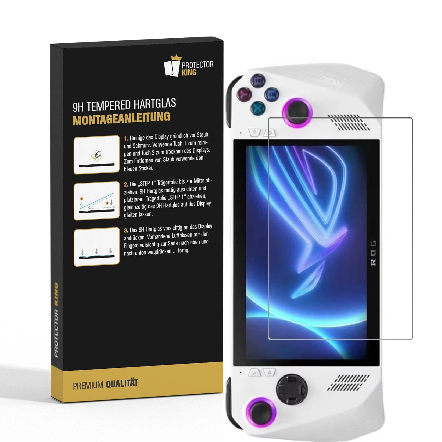 Kopie von 1x 9H Panzerglas für Asus Rog Ally 3D KLAR echtes Tempered Glass Panzerfolie Displayschutz Schutzglas Hartglas Schutzfolie