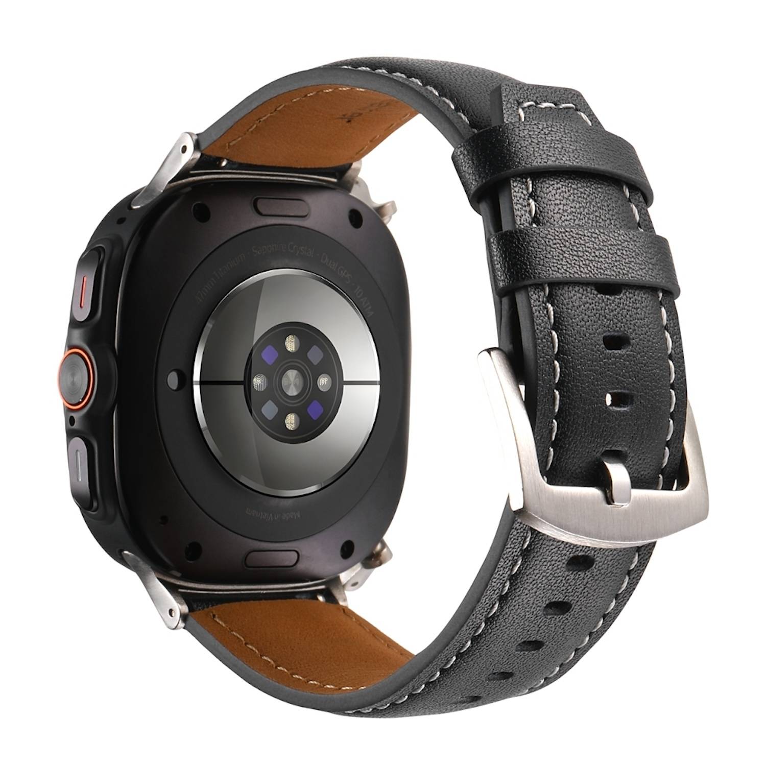 Für Samsung Galaxy Watch Ultra 47mm hochwertiges Leder Armband Schwarz