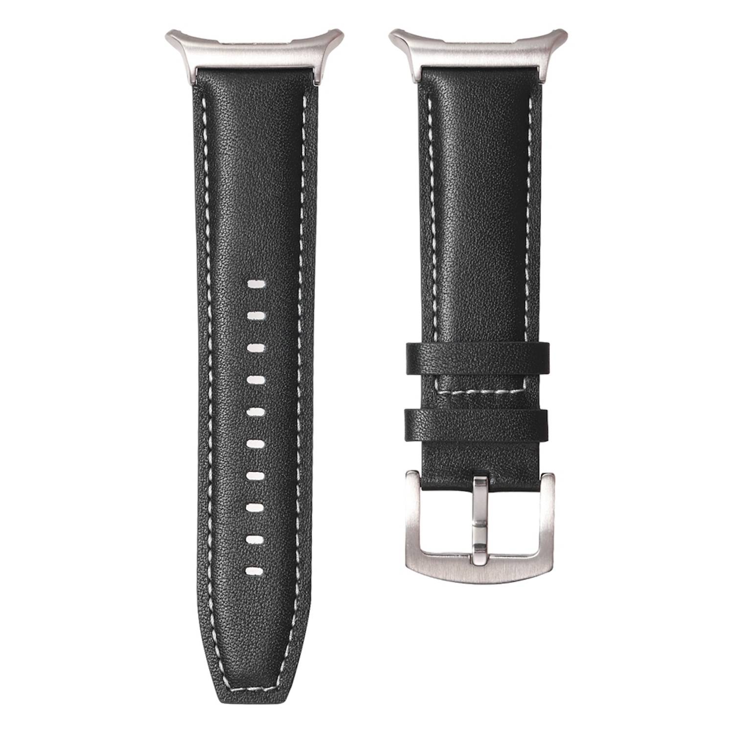 Für Samsung Galaxy Watch Ultra 47mm hochwertiges Leder Armband Schwarz