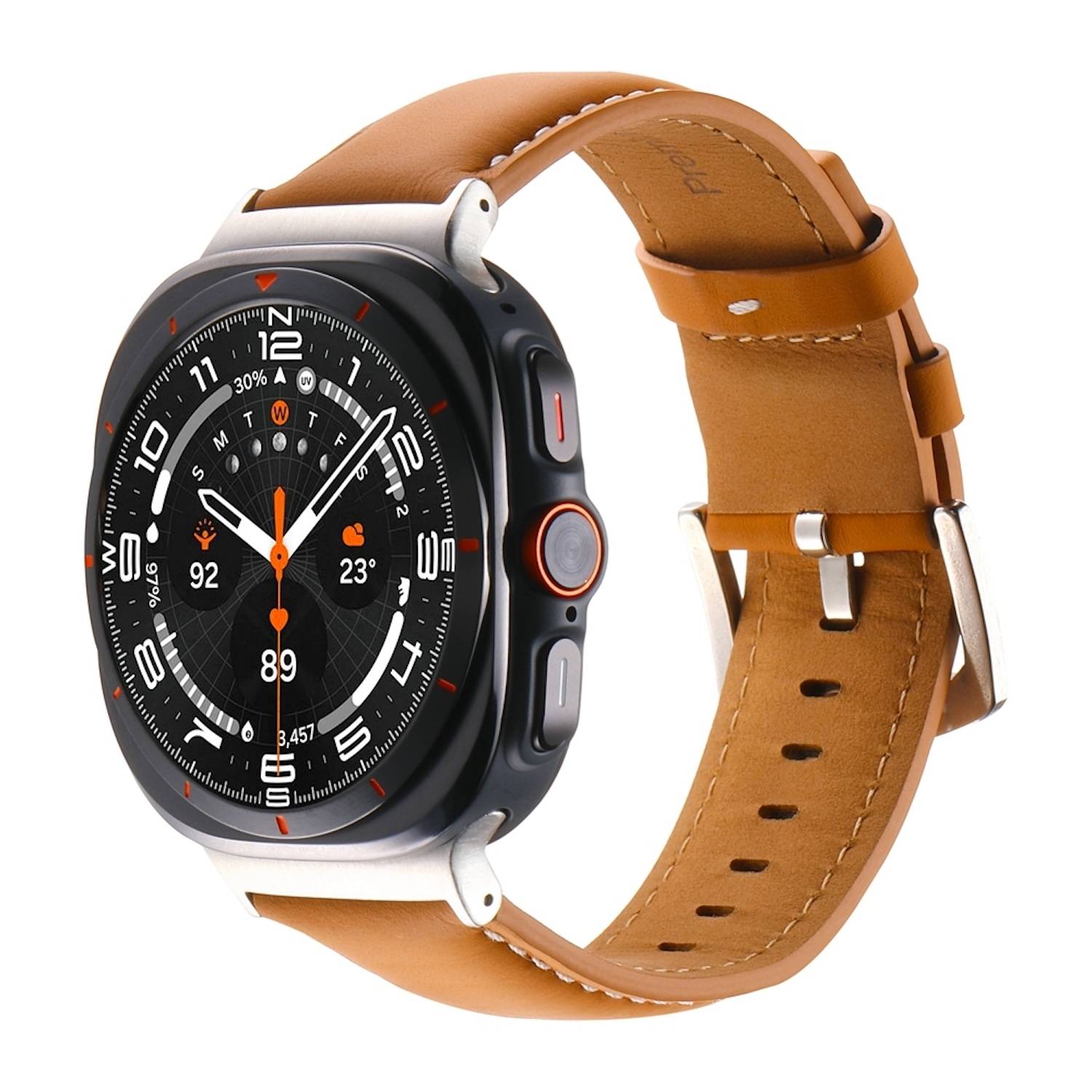 Für Samsung Galaxy Watch Ultra 47mm hochwertiges Leder Armband Braun