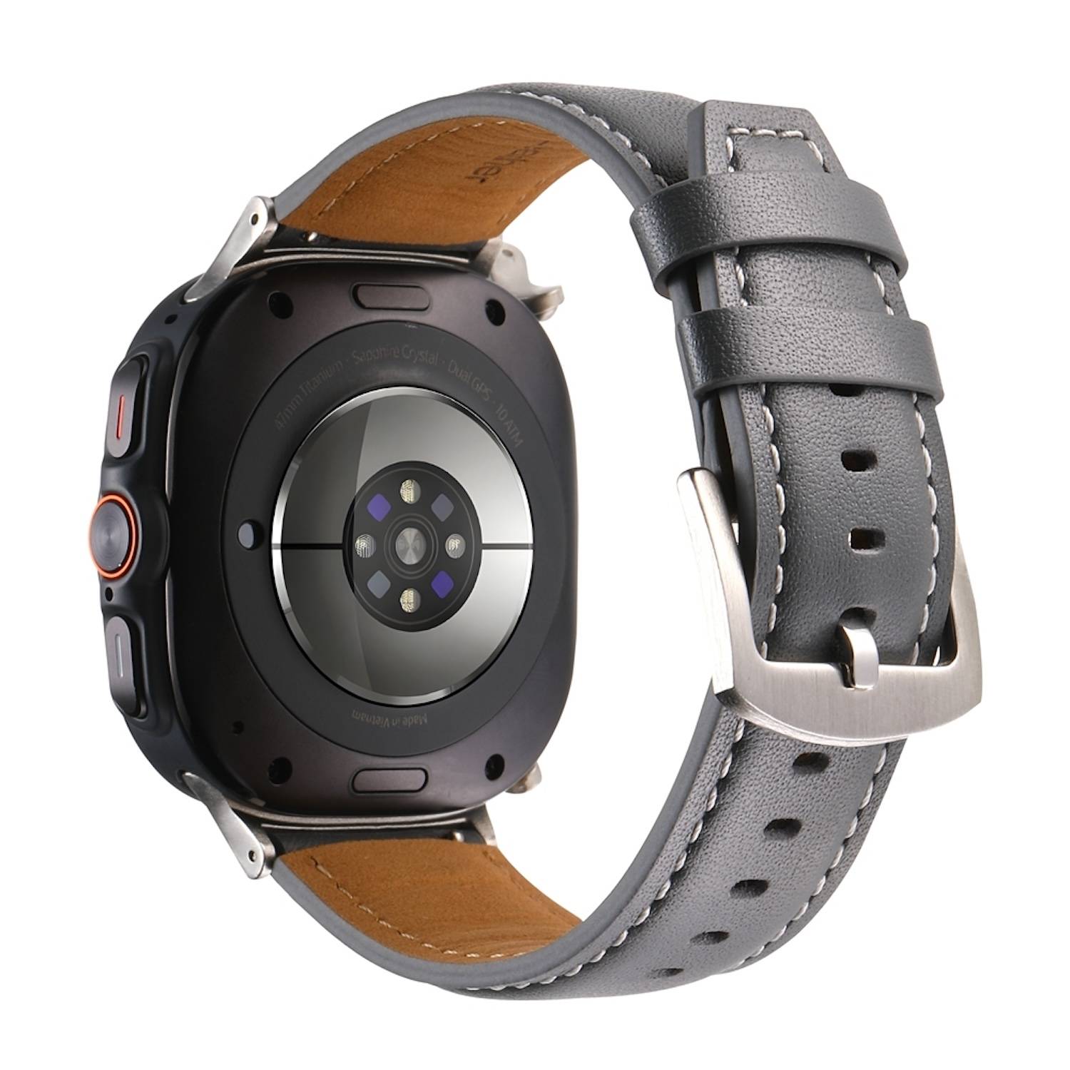 Für Samsung Galaxy Watch Ultra 47mm Echt Leder Armband Metallschließe Grau