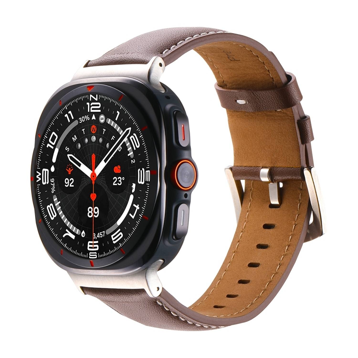 Für Samsung Galaxy Watch Ultra 47mm hochwertige Leder Armband D- Braun