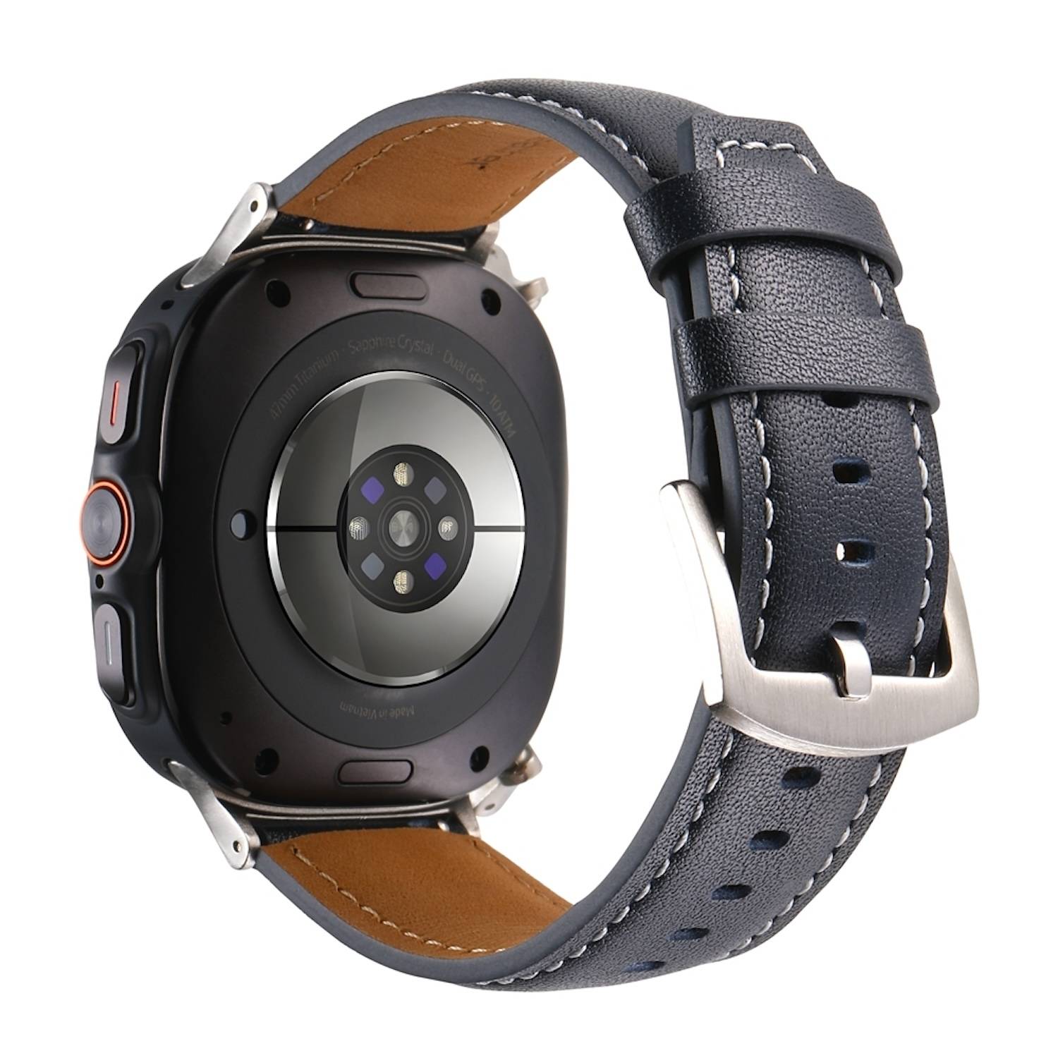 Für Samsung Galaxy Watch Ultra 47mm Echt Leder Armband Metallschließe Blau