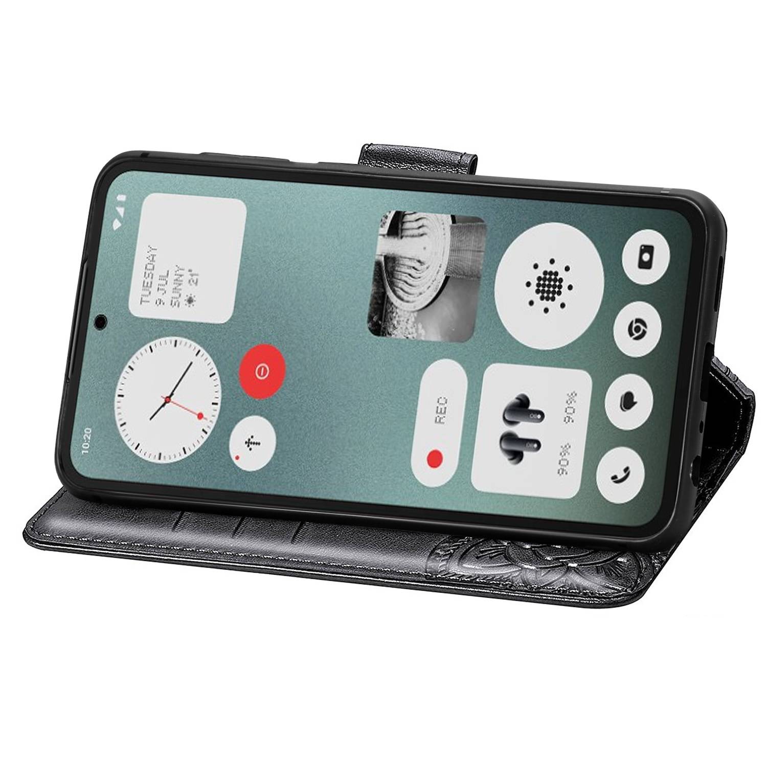 Für Nothing CMF Phone 1 Kunstleder Wallet Handy Tasche Schmetterling Design Hülle Etuis Schwarz