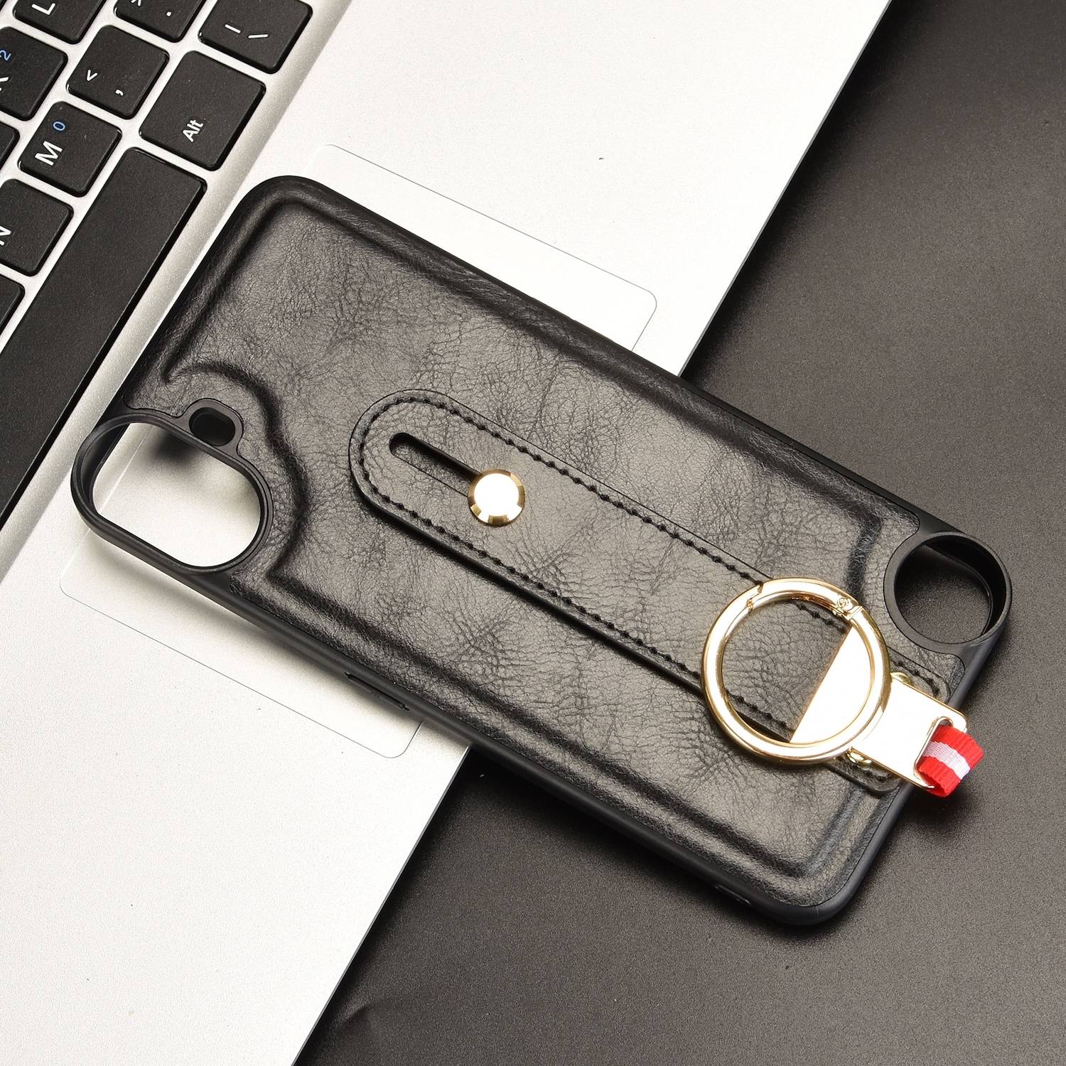 Für Nothing CMF Phone 1 Kunstleder Design Hülle mit Armband Schwarz