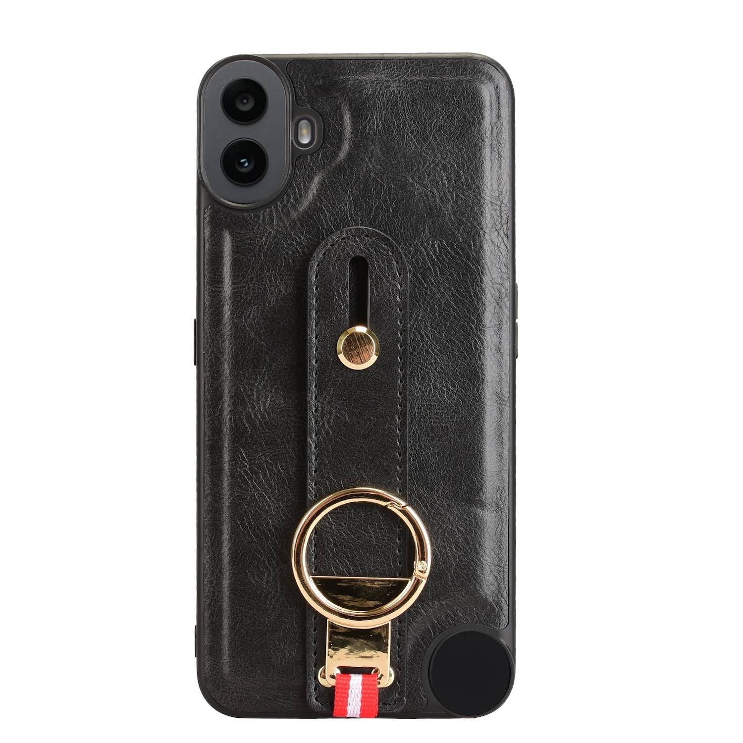 Für Nothing CMF Phone 1 Kunstleder Design Hülle mit Armband Schwarz