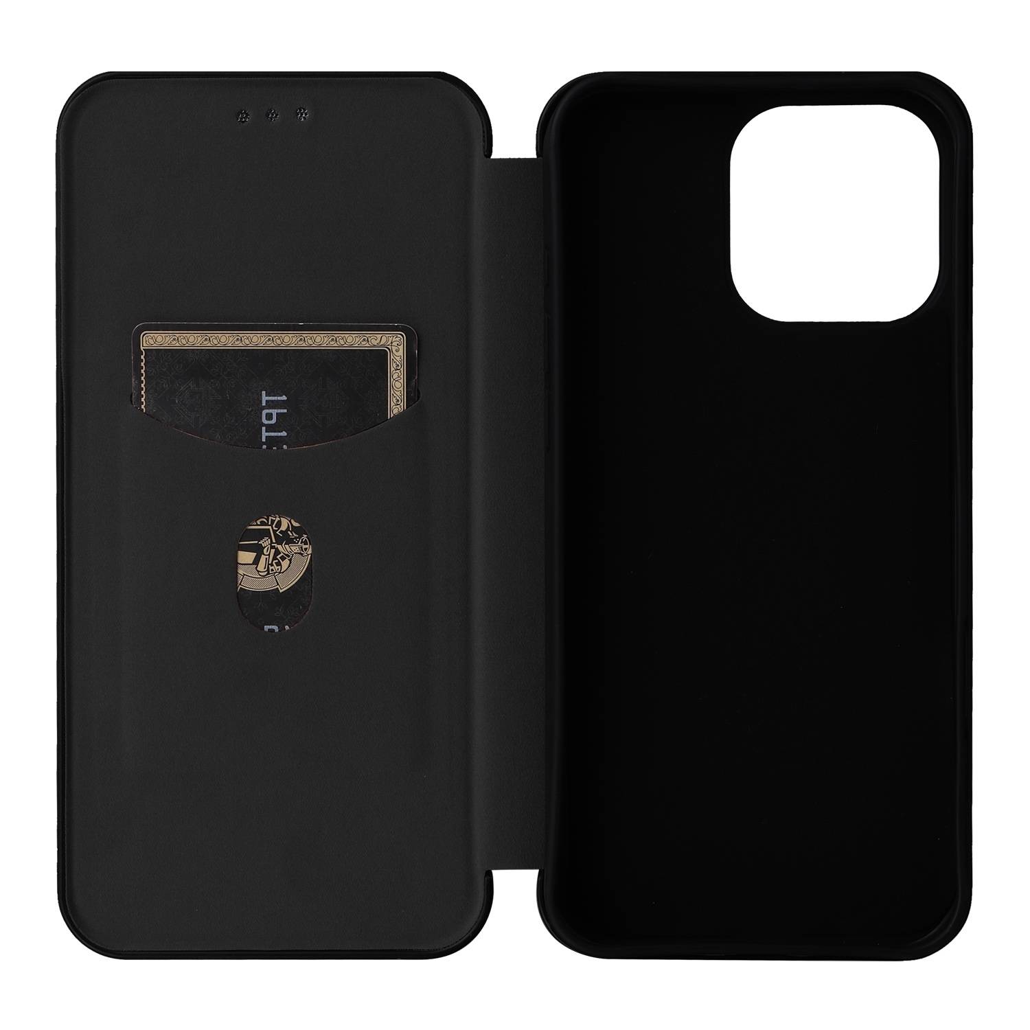 Für Apple iPhone 16 Pro Carbon Faser Hybrid Flip Design Schutz Hülle Schwarz