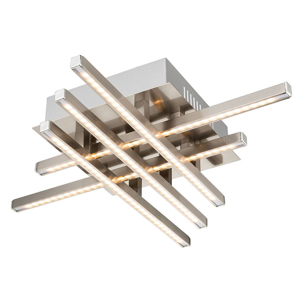 Deckenleuchte dimmbar Wohnzimmerleuchte Modern Deckenlampe silber, LED 30W 1900Lm wamrweiß, LxBxH 40x40x8 cm