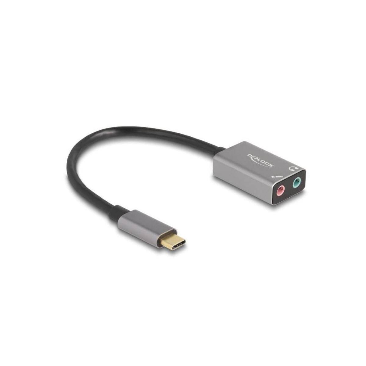 67071 - Externe USB Soundkarte mit Type-C Stecker auf 2 x 3,5 mm Klinkenbuchse Pl
