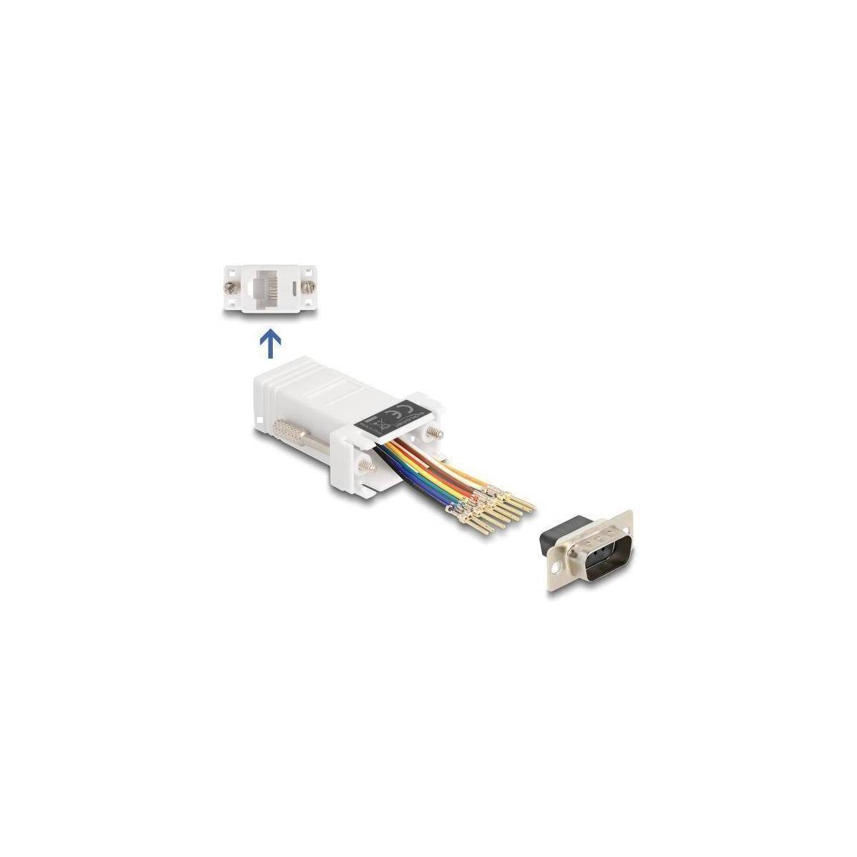 67102 - D-Sub 9 Pin Stecker zu RJ45 Buchse Montagesatz weiß