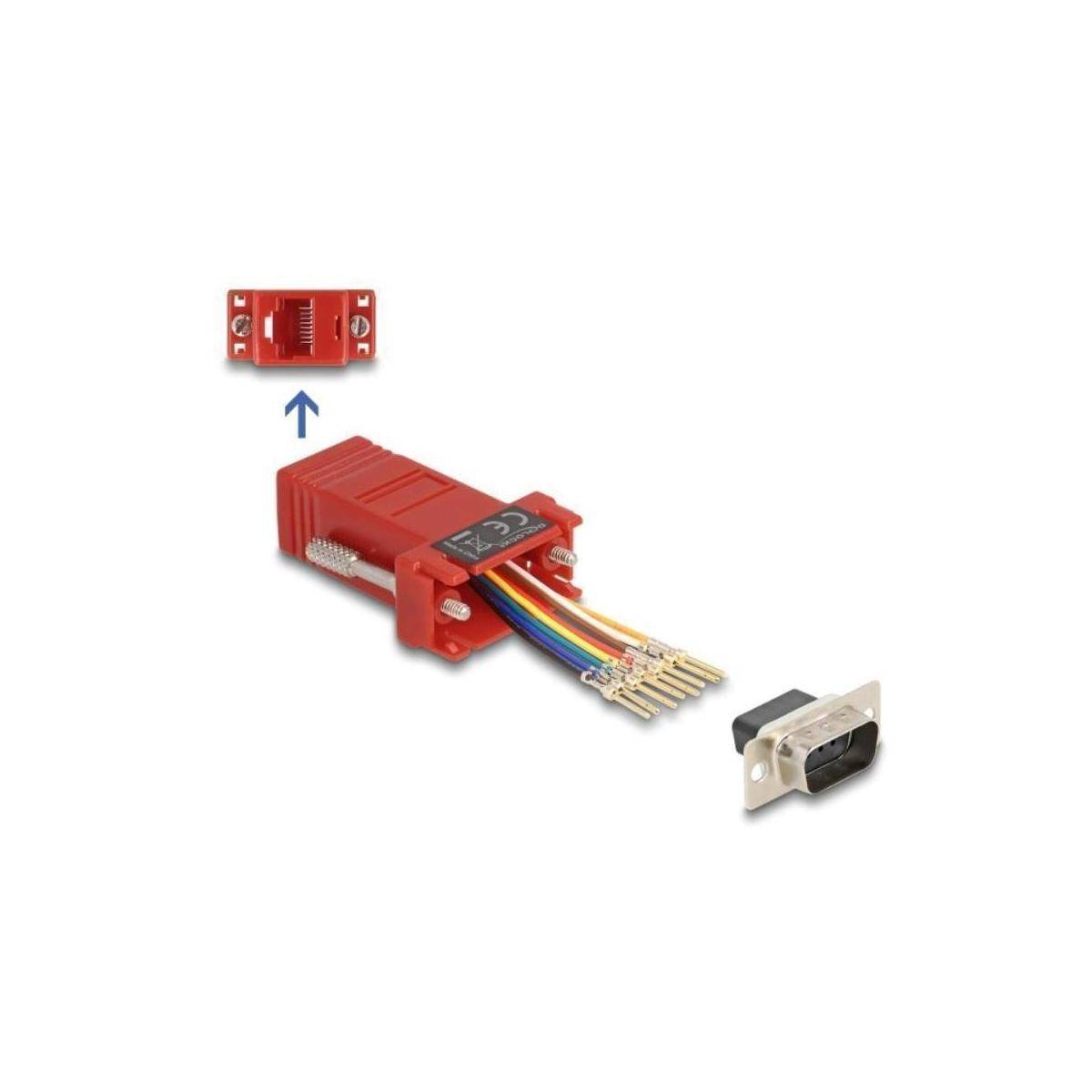 67103 - D-Sub 9 Pin Stecker zu RJ45 Buchse Montagesatz rot