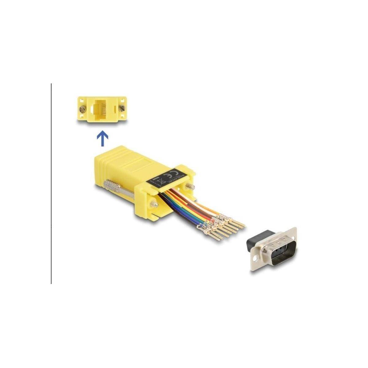 67104 - D-Sub 9 Pin Stecker zu RJ45 Buchse Montagesatz gelb