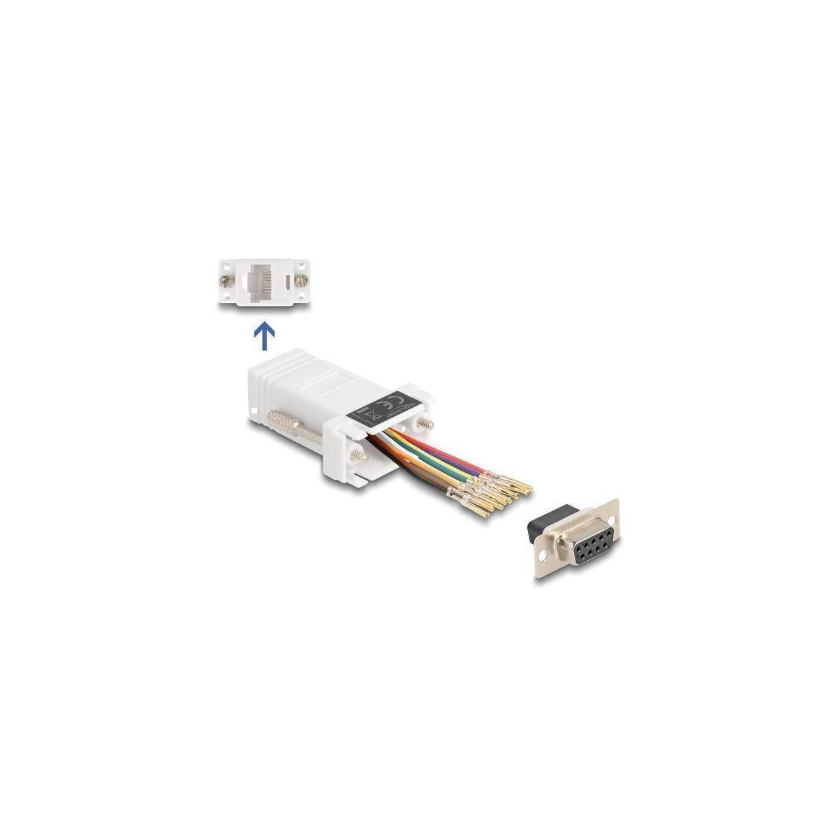 67105 - D-Sub 9 Pin Buchse zu RJ45 Buchse Montagesatz weiß
