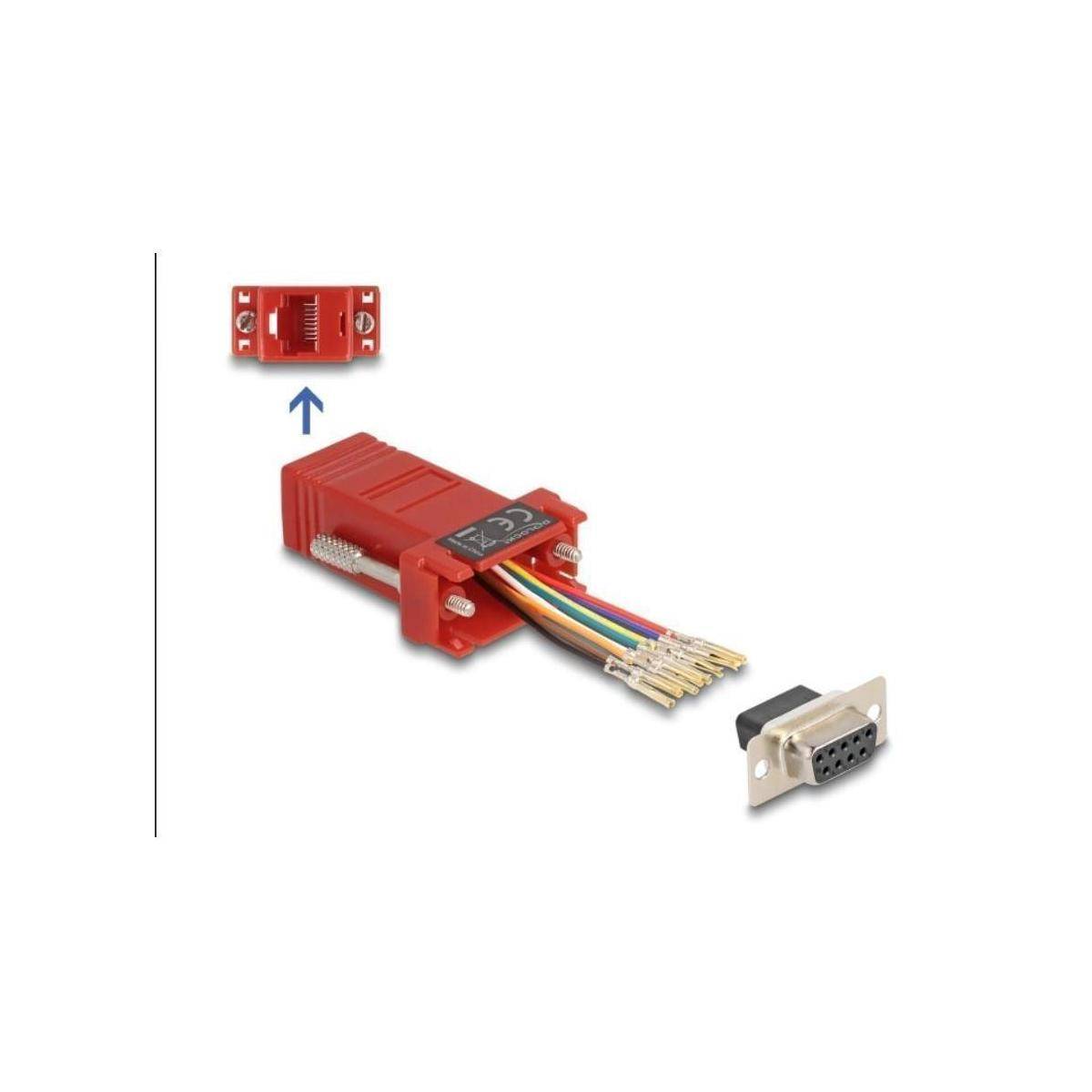 67106 - D-Sub 9 Pin Buchse zu RJ45 Buchse Montagesatz rot