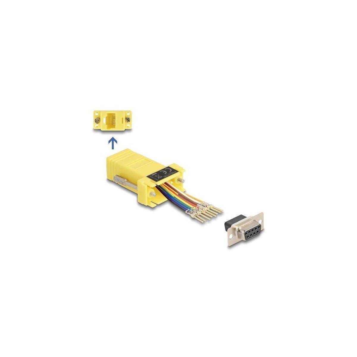 67107 - D-Sub 9 Pin Buchse zu RJ45 Buchse Montagesatz gelb