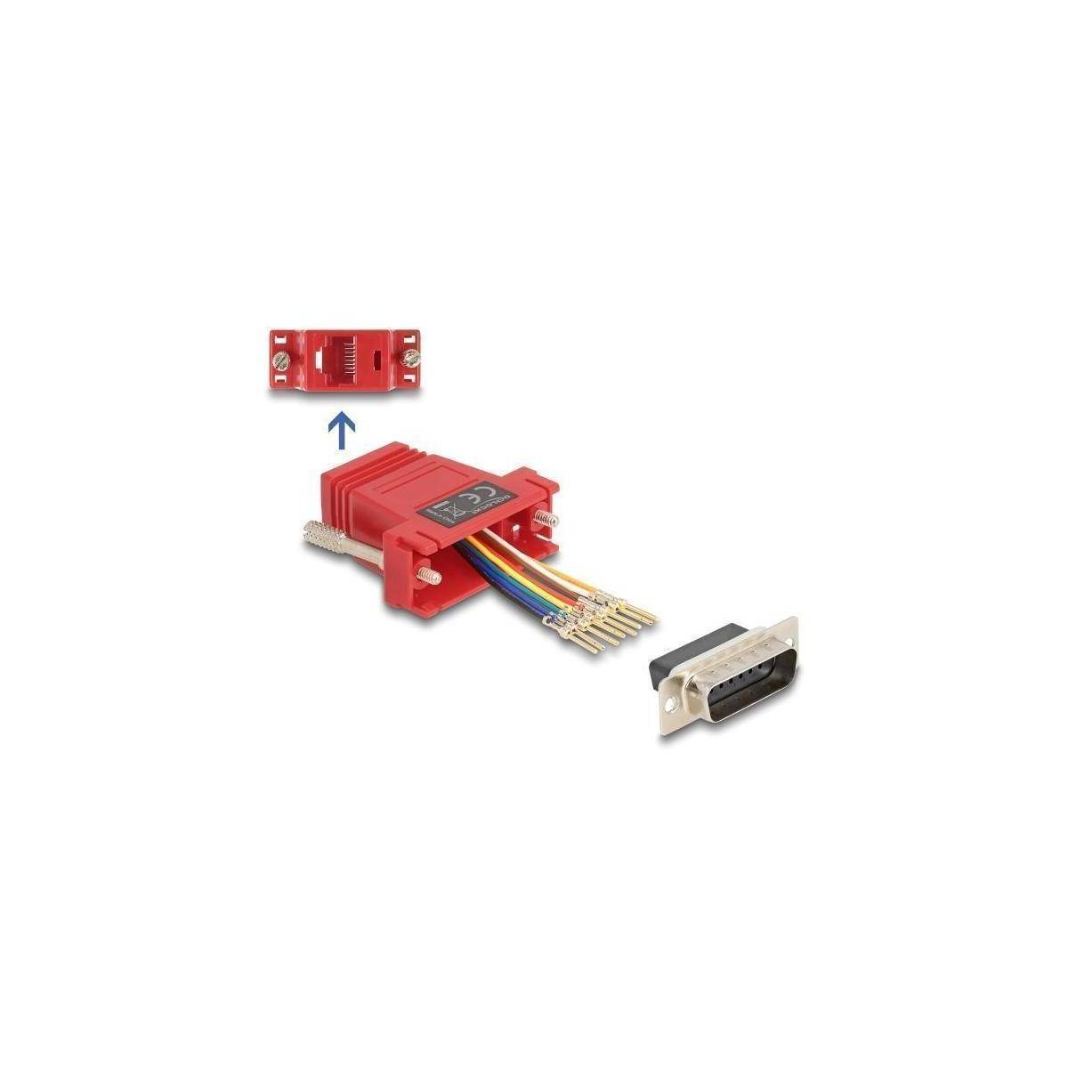 67109 - D-Sub 15 Pin Stecker zu RJ45 Buchse Montagesatz rot