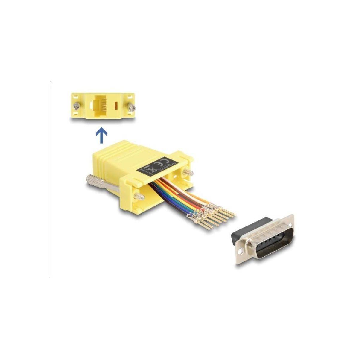 67110 - D-Sub 15 Pin Stecker zu RJ45 Buchse Montagesatz gelb