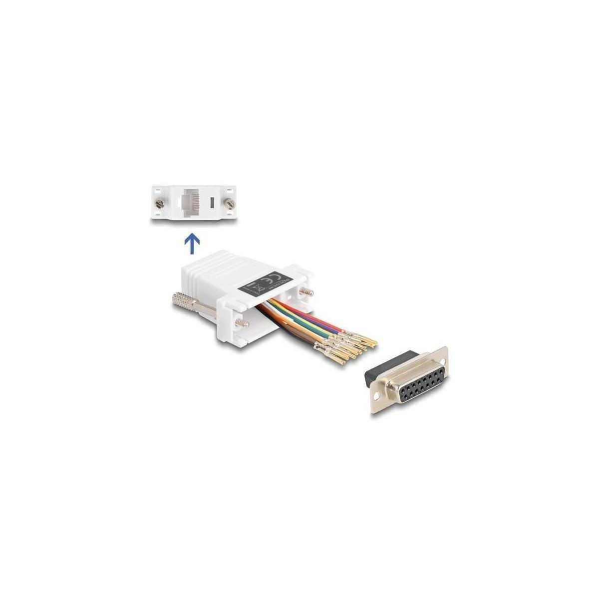 67111 - D-Sub 15 Pin Buchse zu RJ45 Buchse Montagesatz weiß