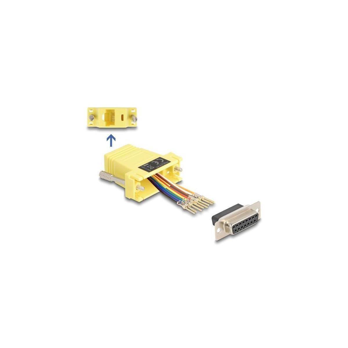 67113 - D-Sub 15 Pin Buchse zu RJ45 Buchse Montagesatz gelb