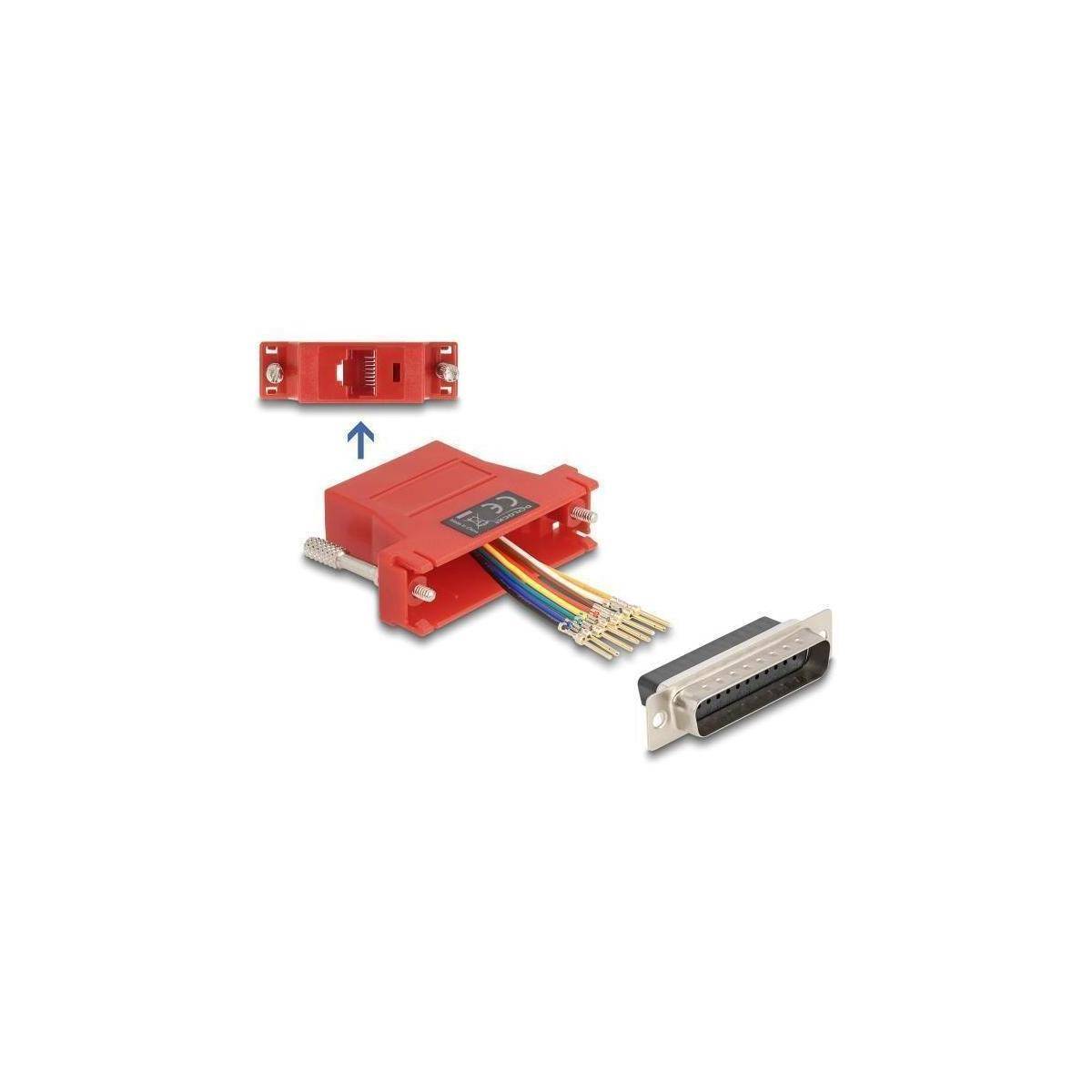 67115 - D-Sub 25 Pin Stecker zu RJ45 Buchse Montagesatz rot
