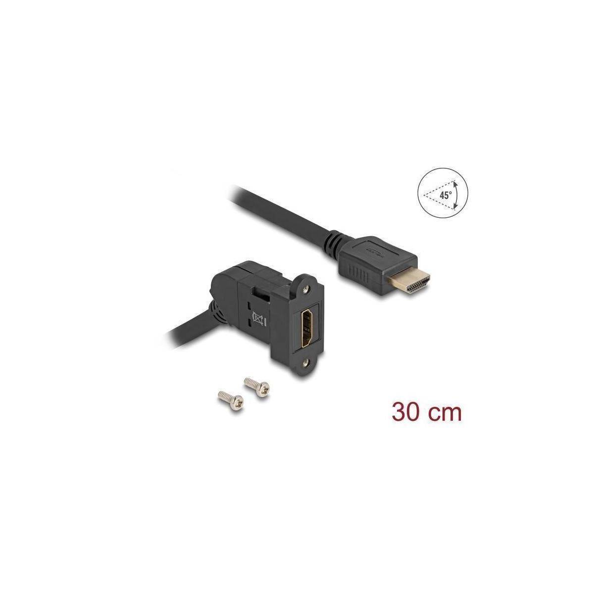 67157 - HDMI Einbaubuchse 45 gewinkelt zu HDMI Stecker mit 30 cm Kabel 8K 60 Hz s