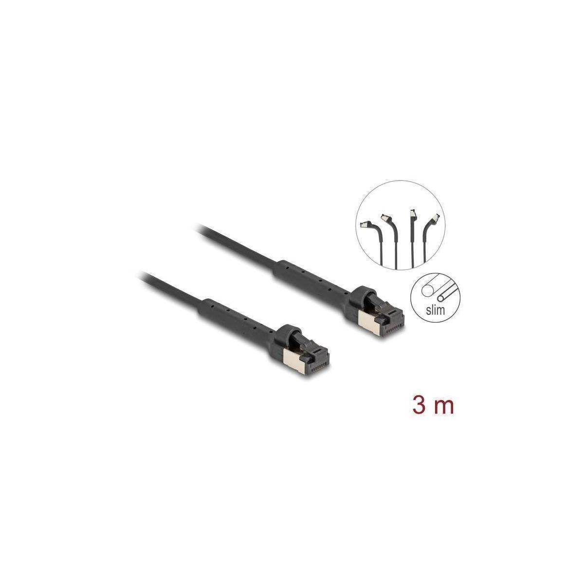 Delock RJ45 Slim Netzwerkkabel Cat.8.1 U/FTP winkelbar bis 40 Gbps schwarz 3 CAT 8 FTP Schwarz