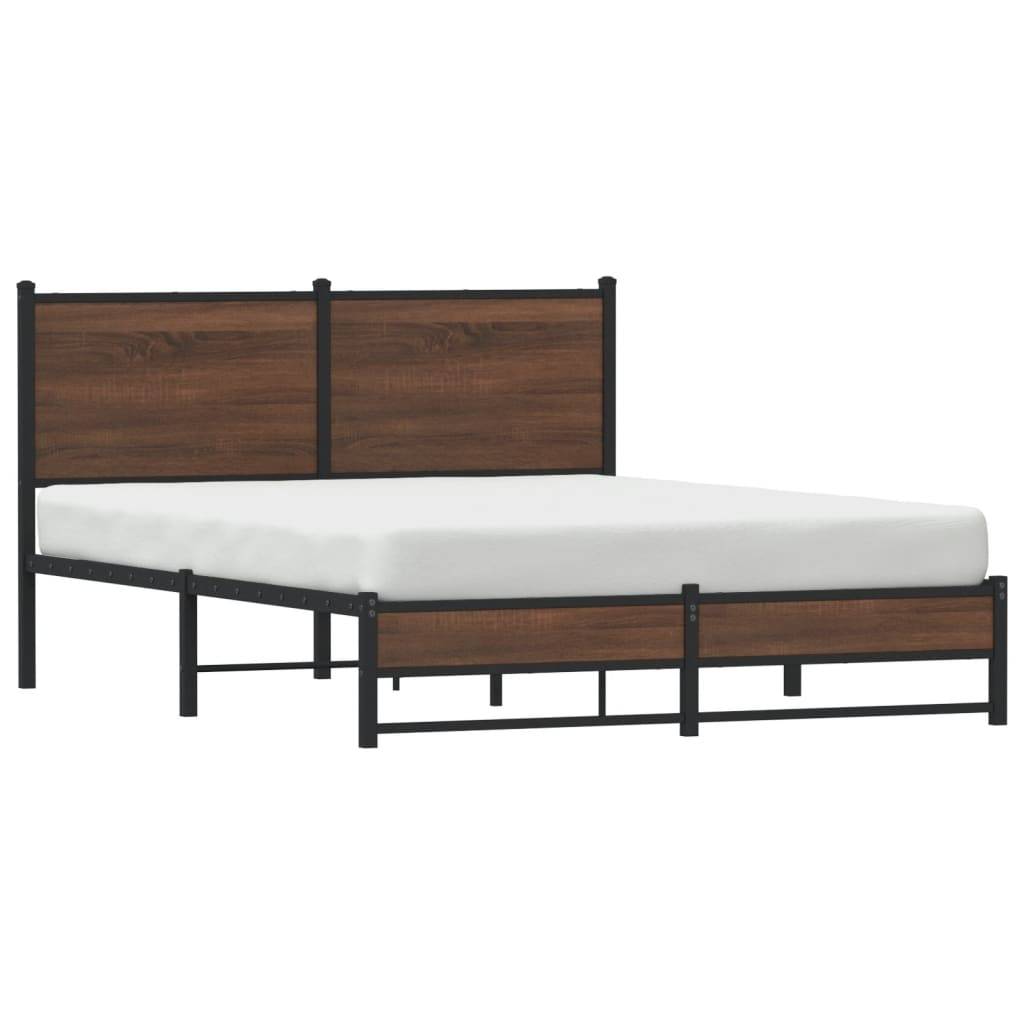 vidaXL Metallbett ohne Matratze Braun Eichen-Optik 140x190 cm