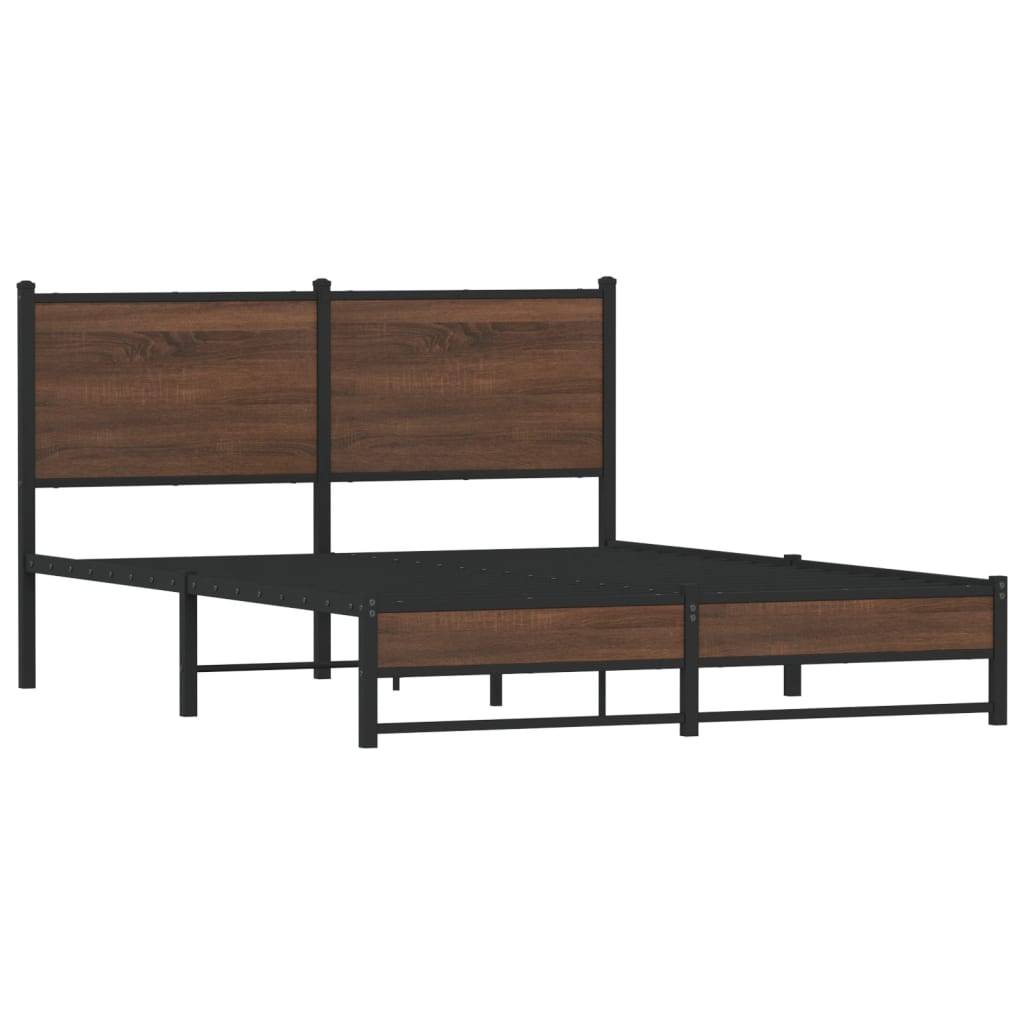 vidaXL Metallbett ohne Matratze Braun Eichen-Optik 140x190 cm