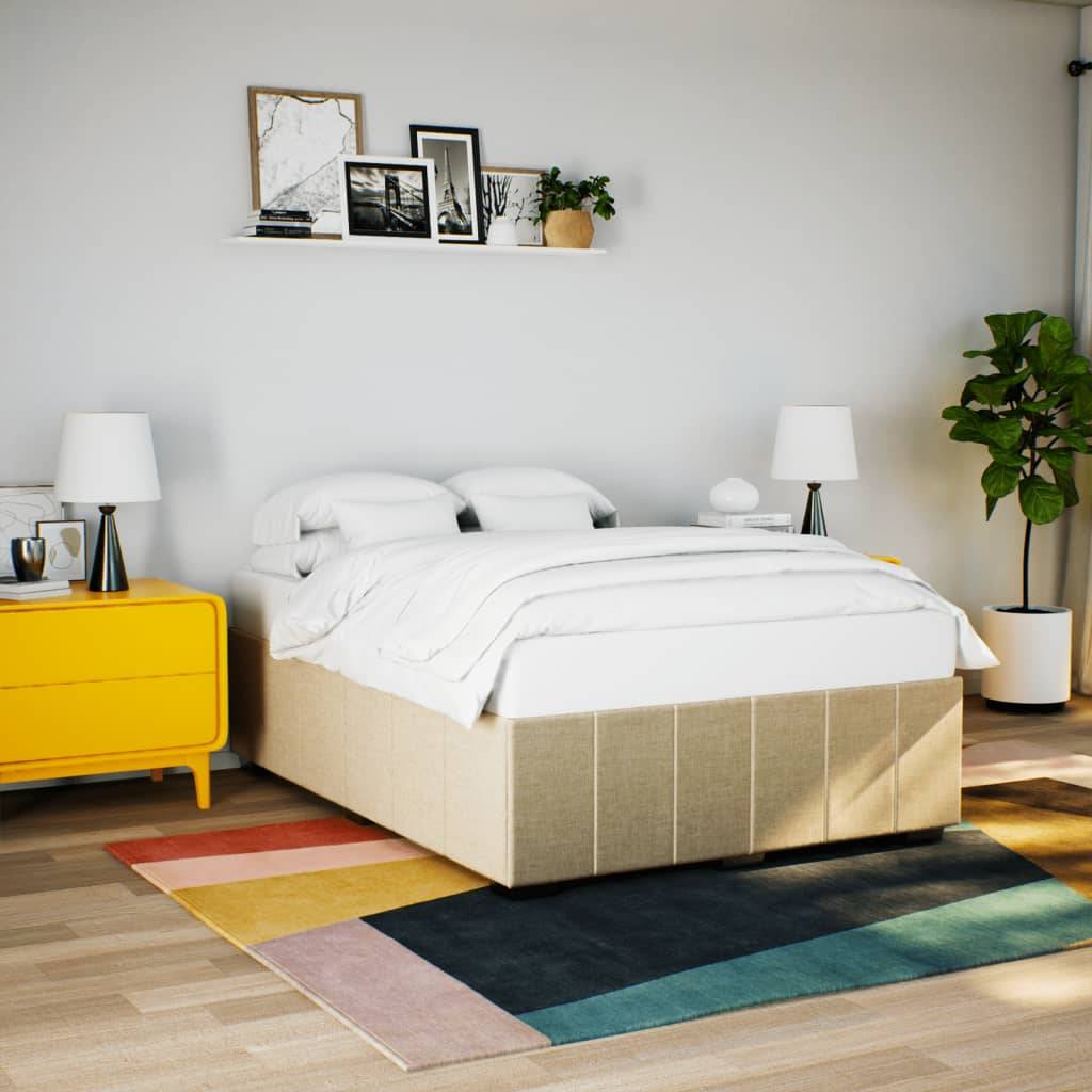 vidaXL Bettgestell ohne Matratze Creme 140x200 cm Stoff