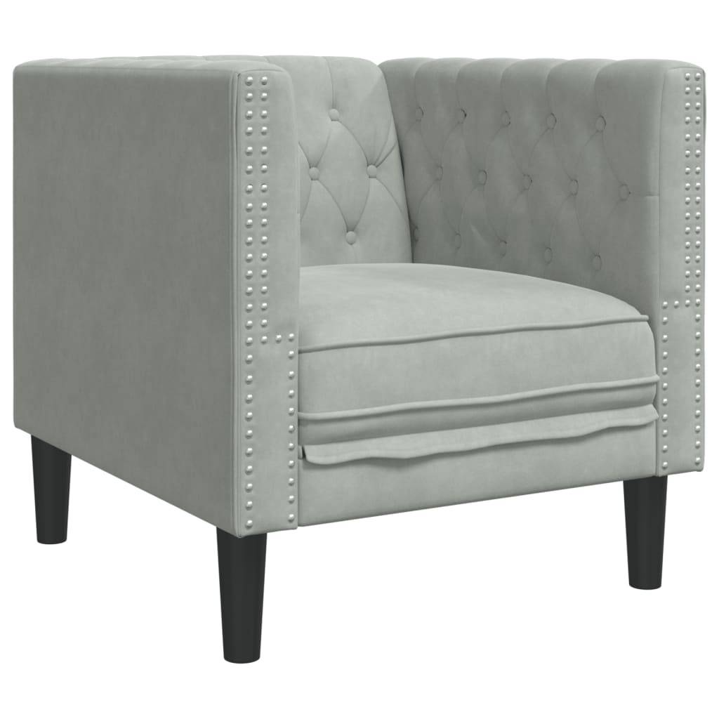 vidaXL Chesterfield-Sessel Hellgrau Samt